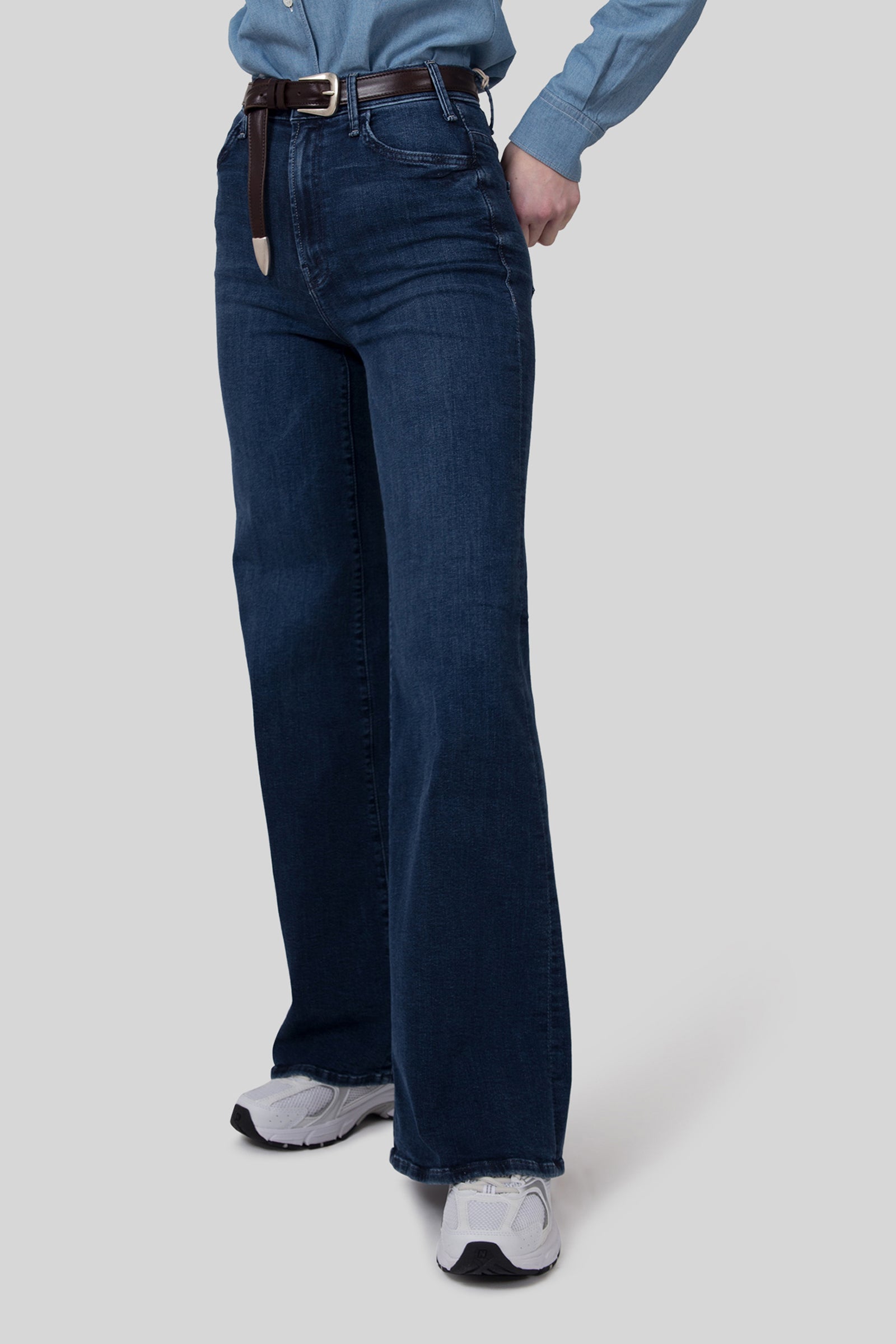 Mother Jeans The Hustler Roller Sneak Blu Medio Donna - 1