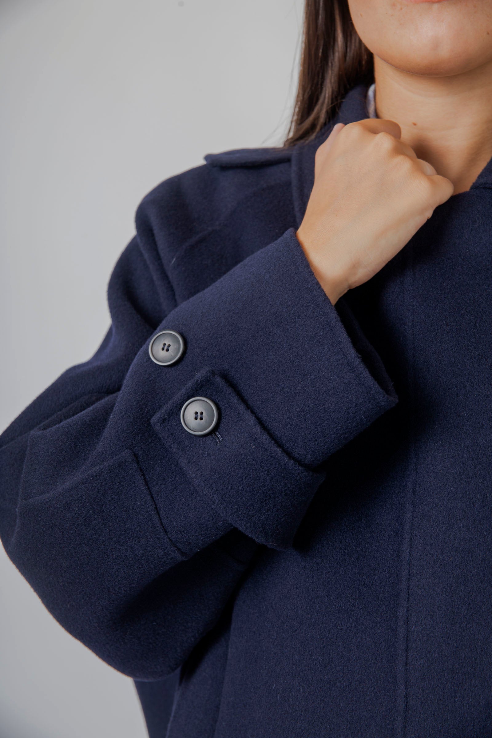 Weekend Max Mara Cappotto Corto In Drap Di Lana Carella Blu Donna - 7