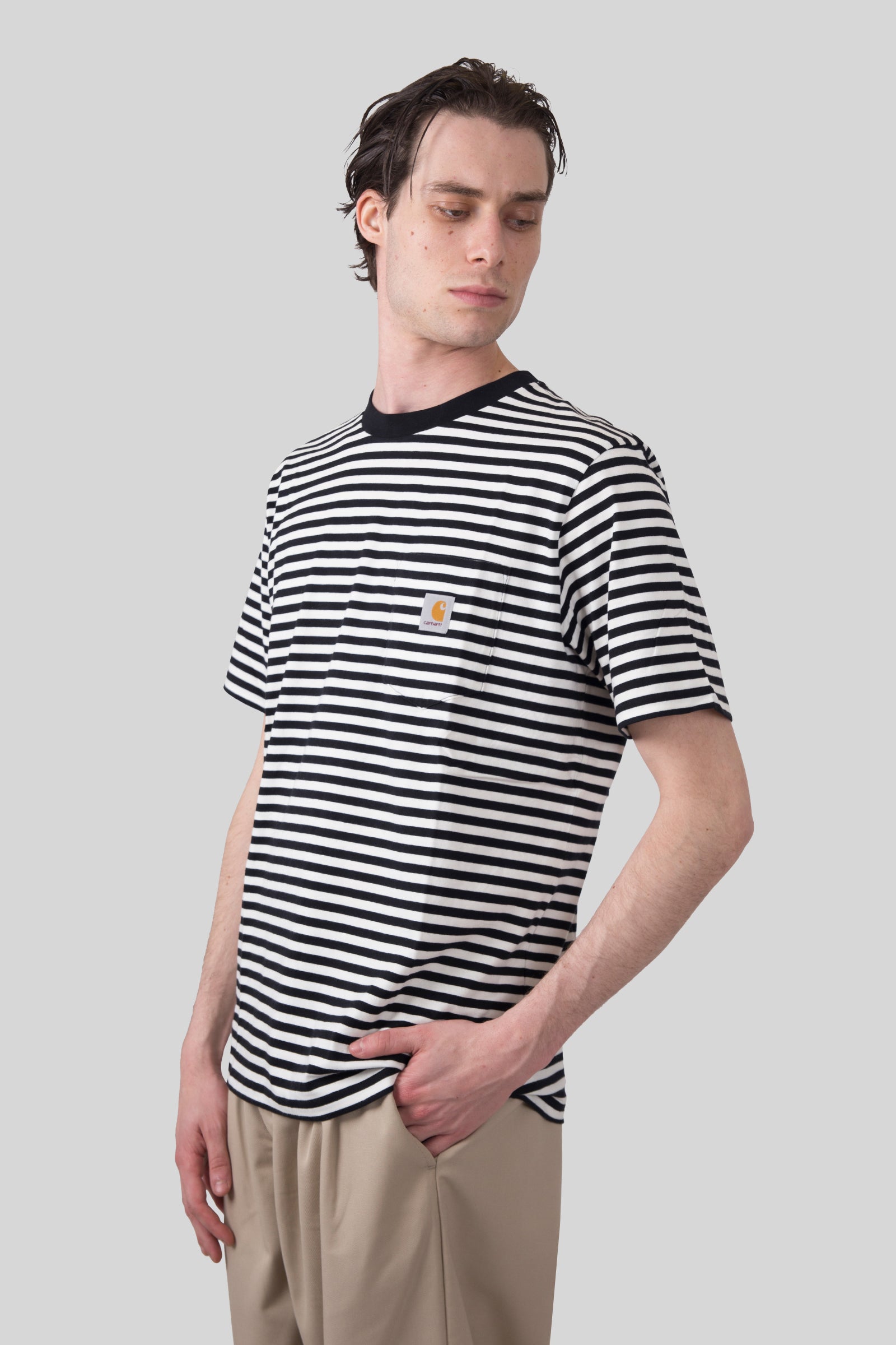 Carhartt Wip T-shirt S/s Ezra Pocket Nero/bianco Uomo - 3