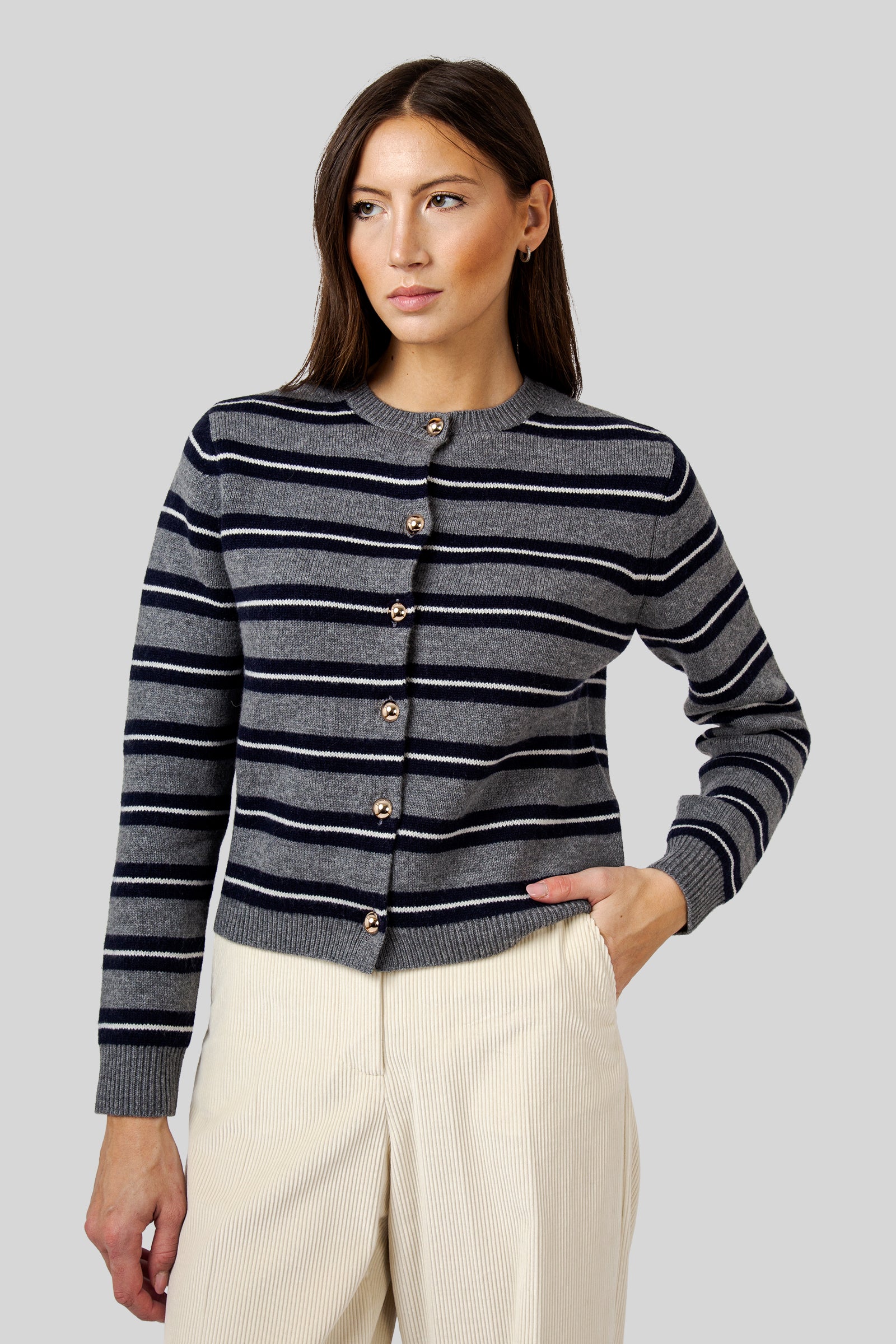 Semicouture Cardigan Yasmin Grigio/blu/burro Donna - 3
