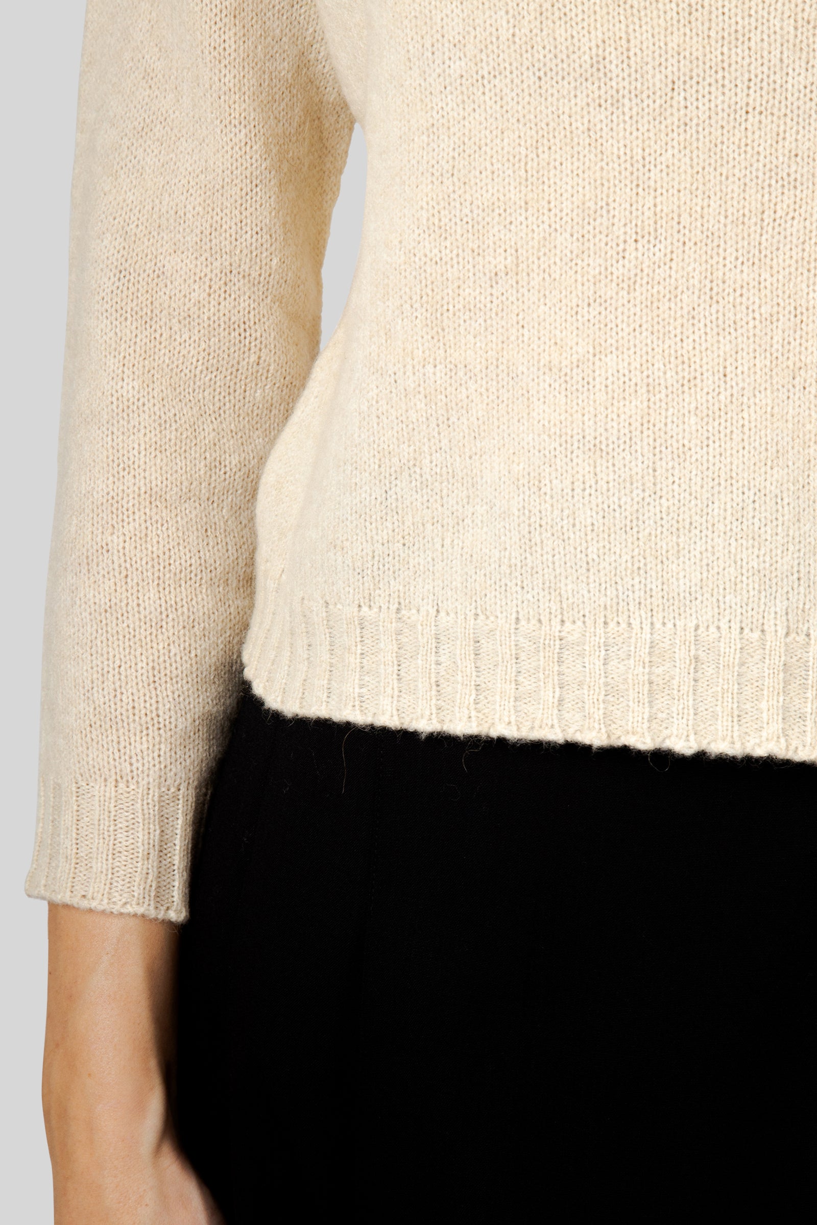 Roberto Collina Maglia In Lana E Cammello Manica 3/4 Ecru Donna - 6
