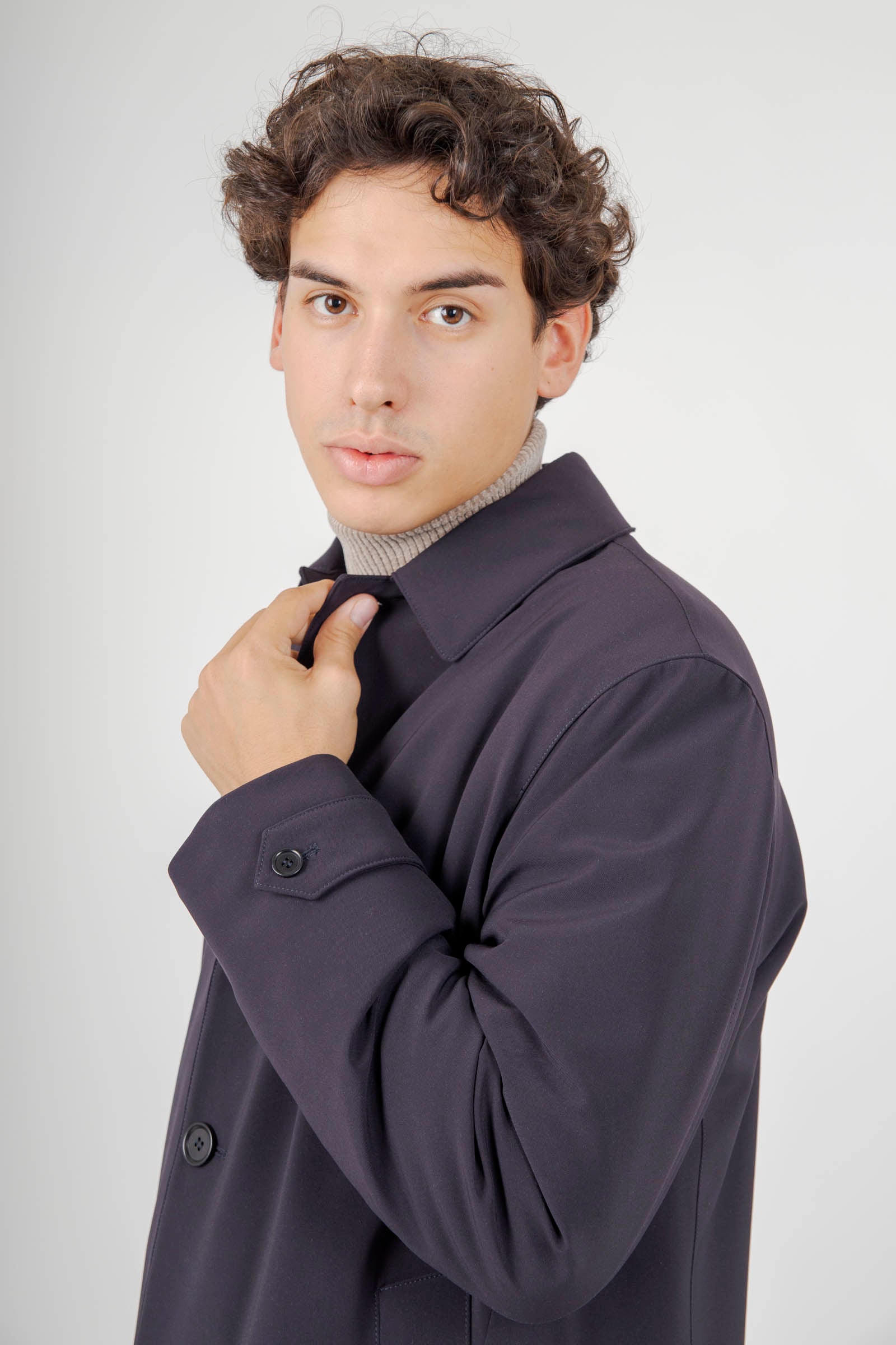 Aspesi Impermeabile Perfetto Blu Navy Uomo - 4