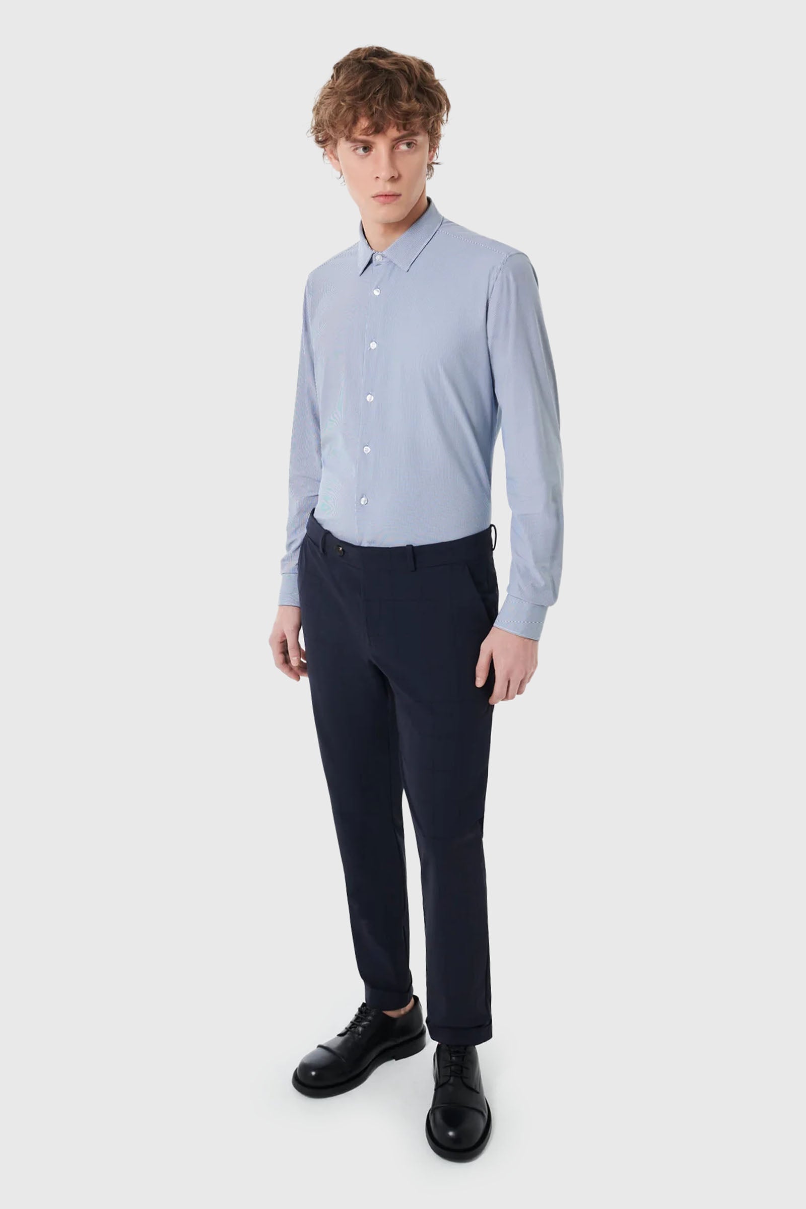 Rrd Camicia Oxford Jacquard Open Azzurro Uomo - 4