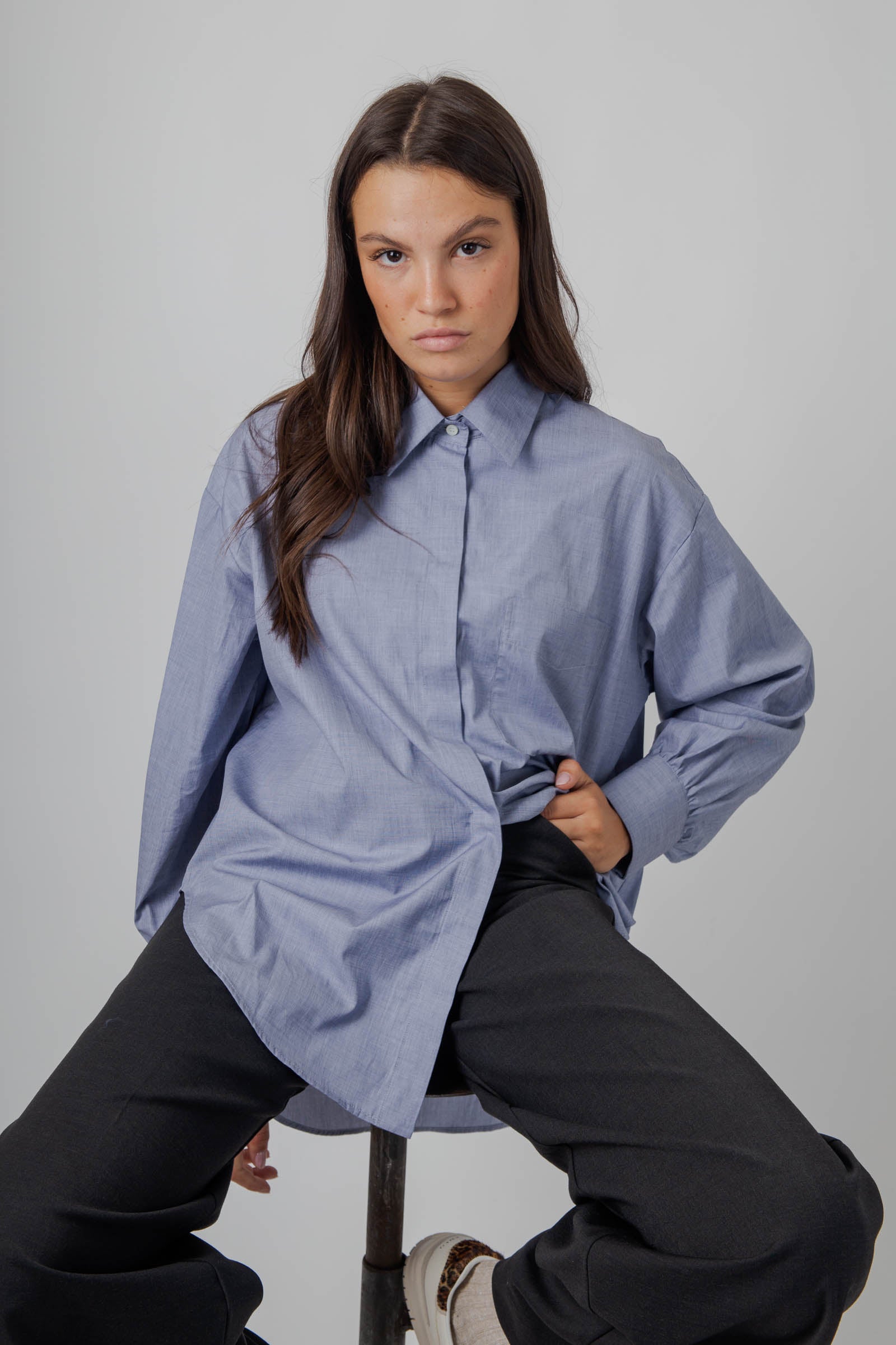 Aspesi Camicia Chambray Blu Medio Donna - 5