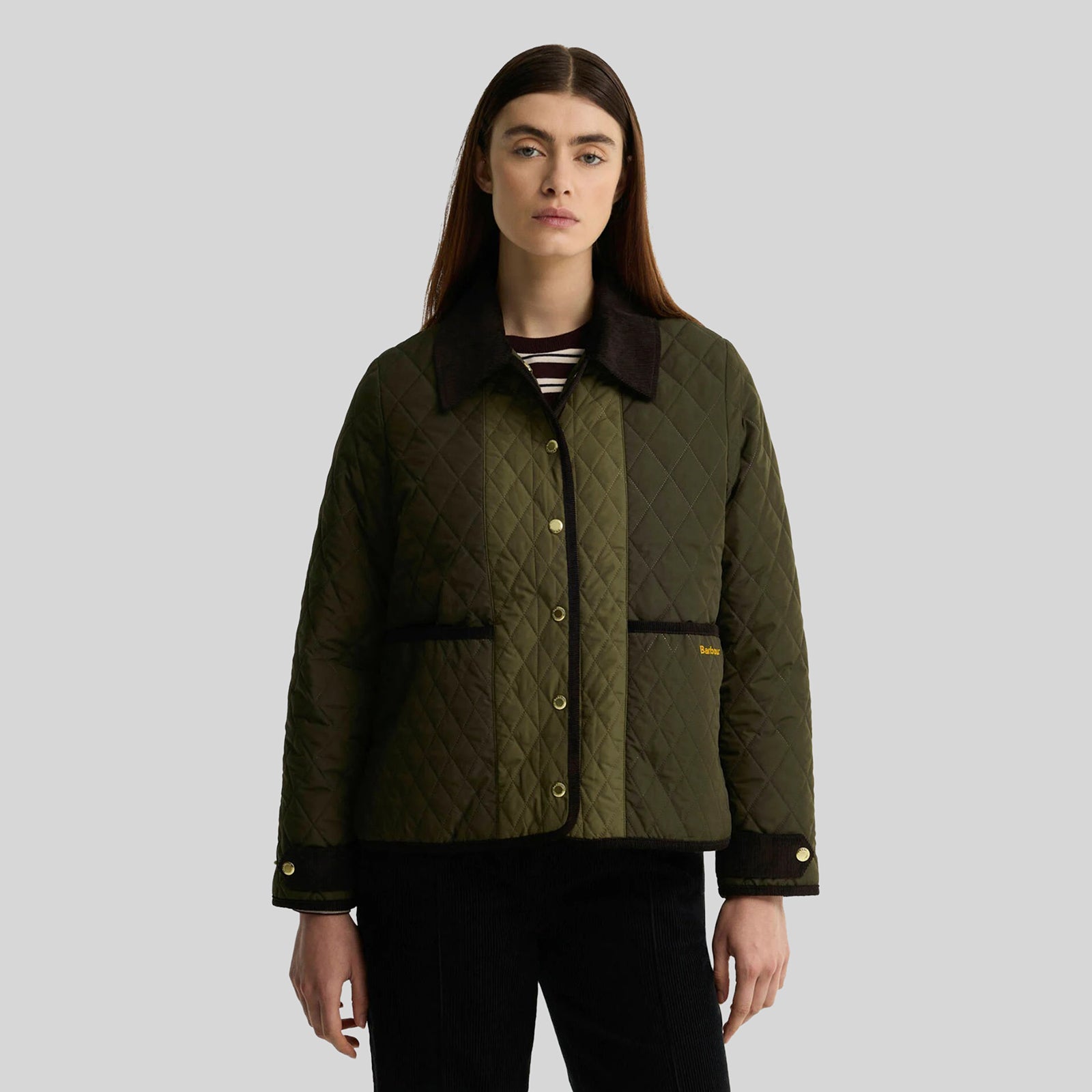 Barbour Ainsdale Quilted Jacket Verde Oliva Donna - 5