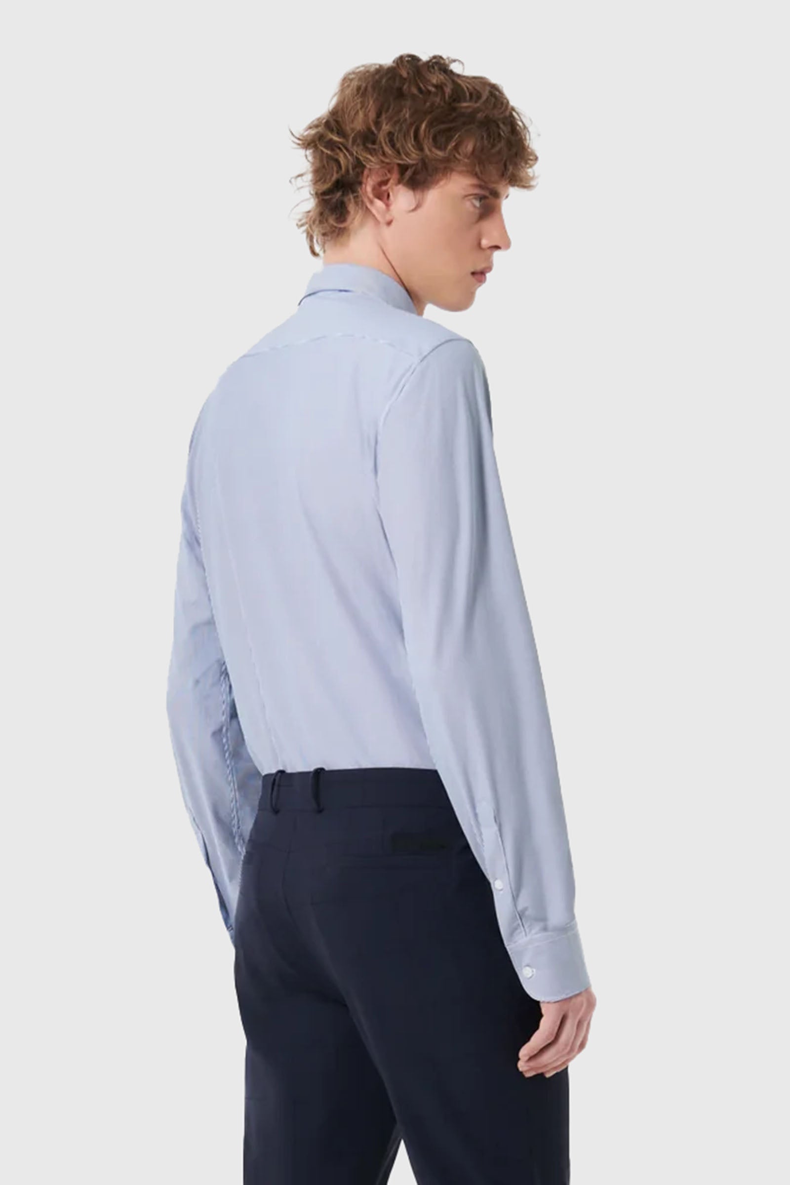 Rrd Camicia Oxford Jacquard Open Azzurro Uomo - 3