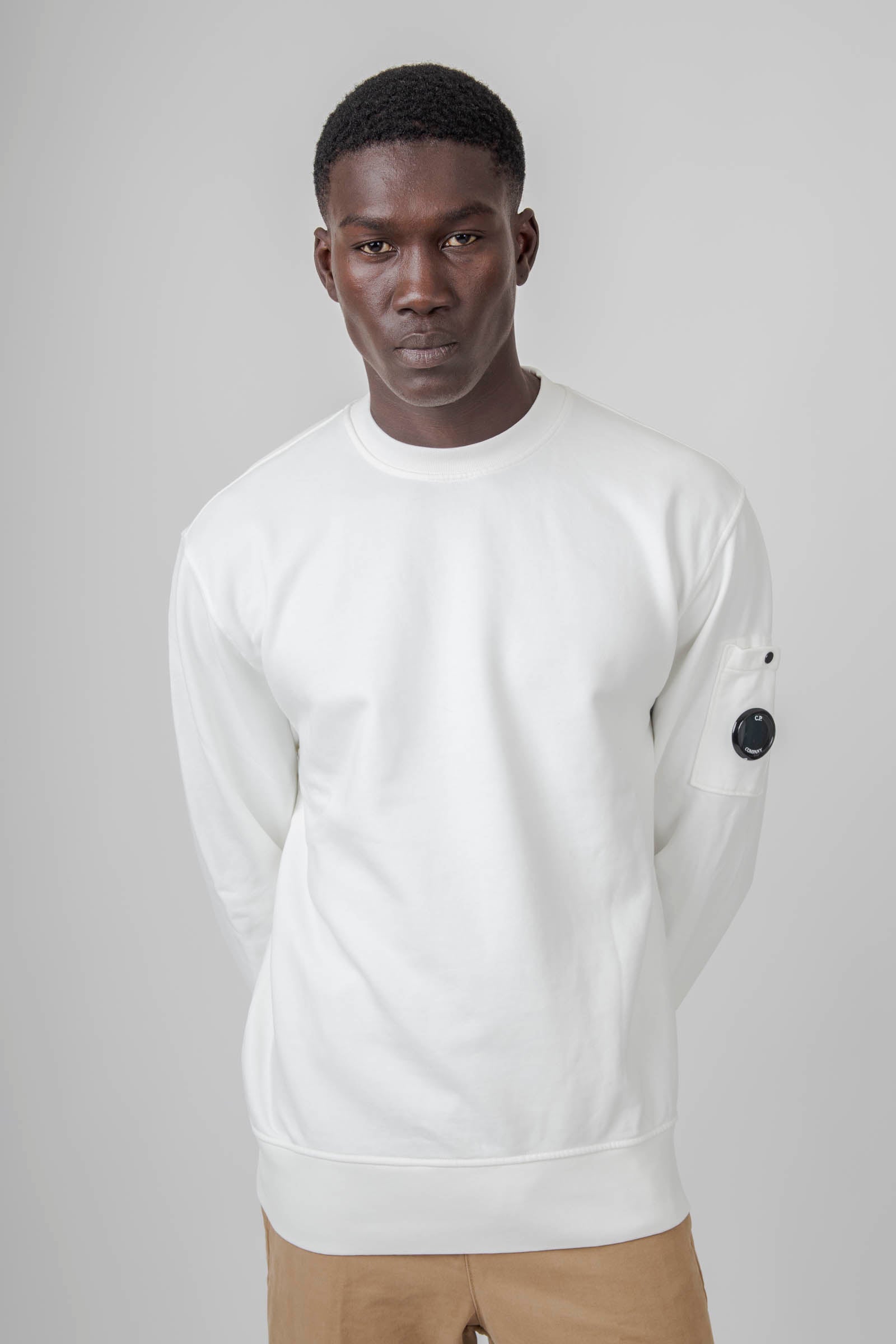 C.p. Company Felpa Crewneck Diadonal Brushed Emerized Bianco Uomo - 1