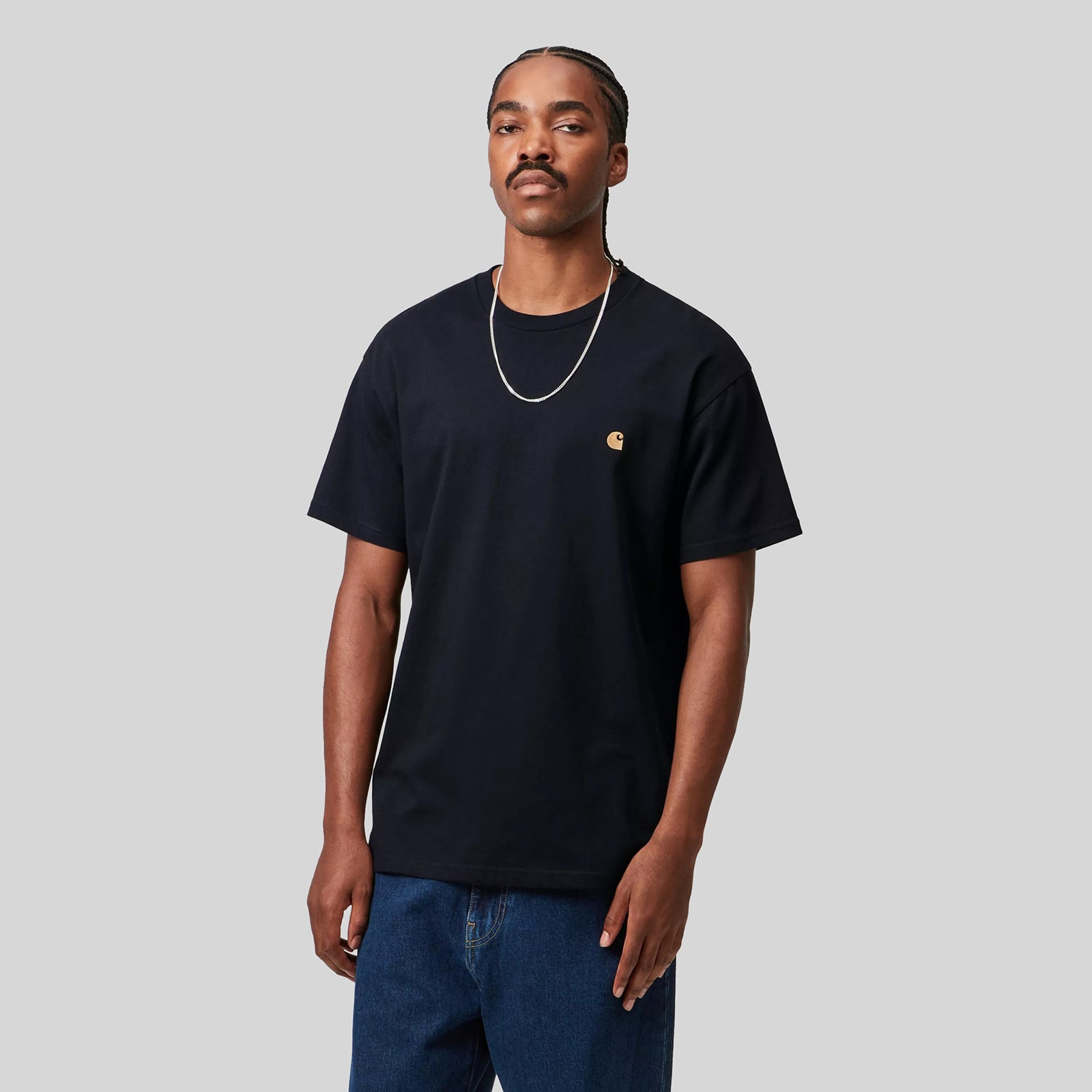 Carhartt Wip T-shirt S/s Chase Blu Navy Uomo - 4