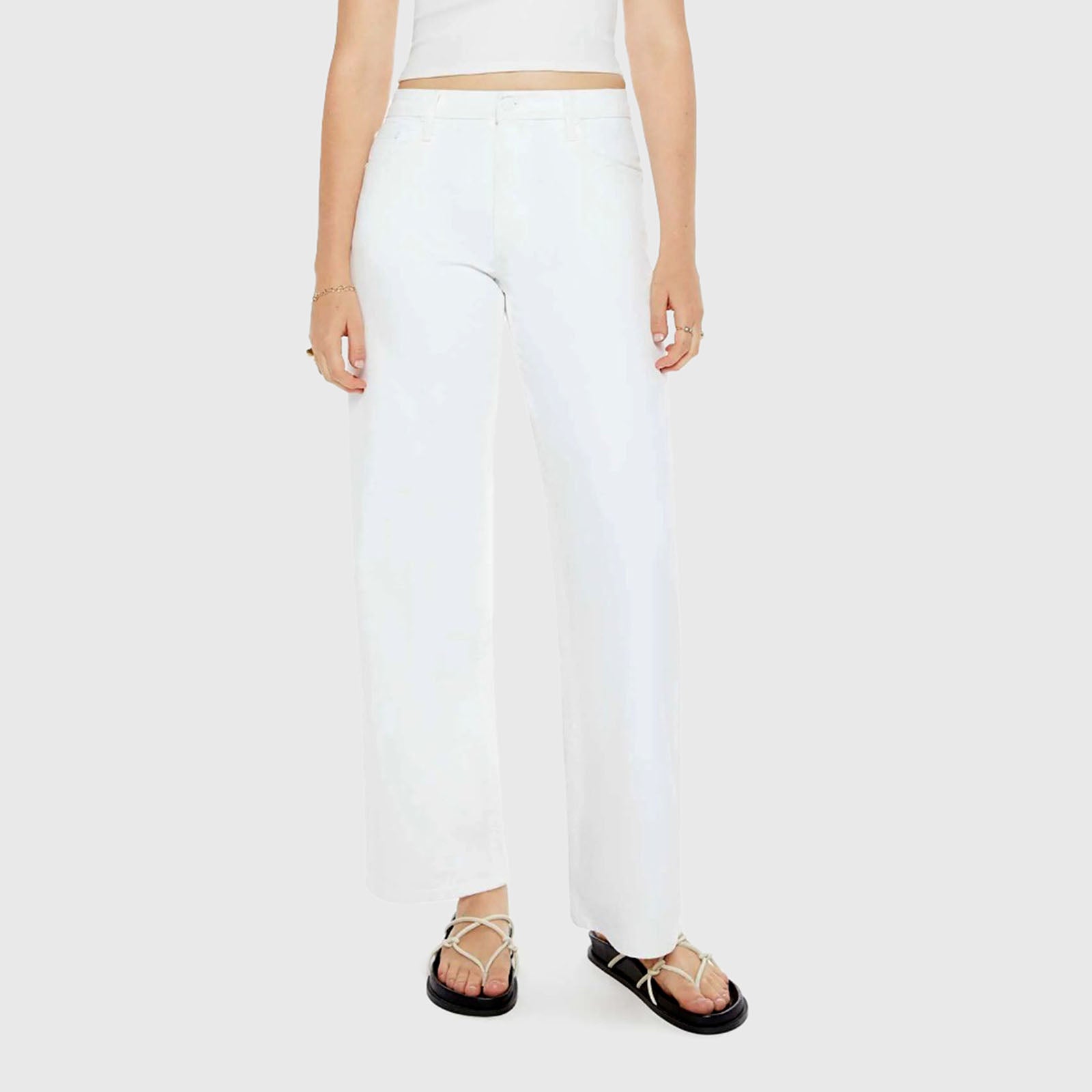 Mother Jeans The Spinner Zip Sneak Bianco Donna - 7