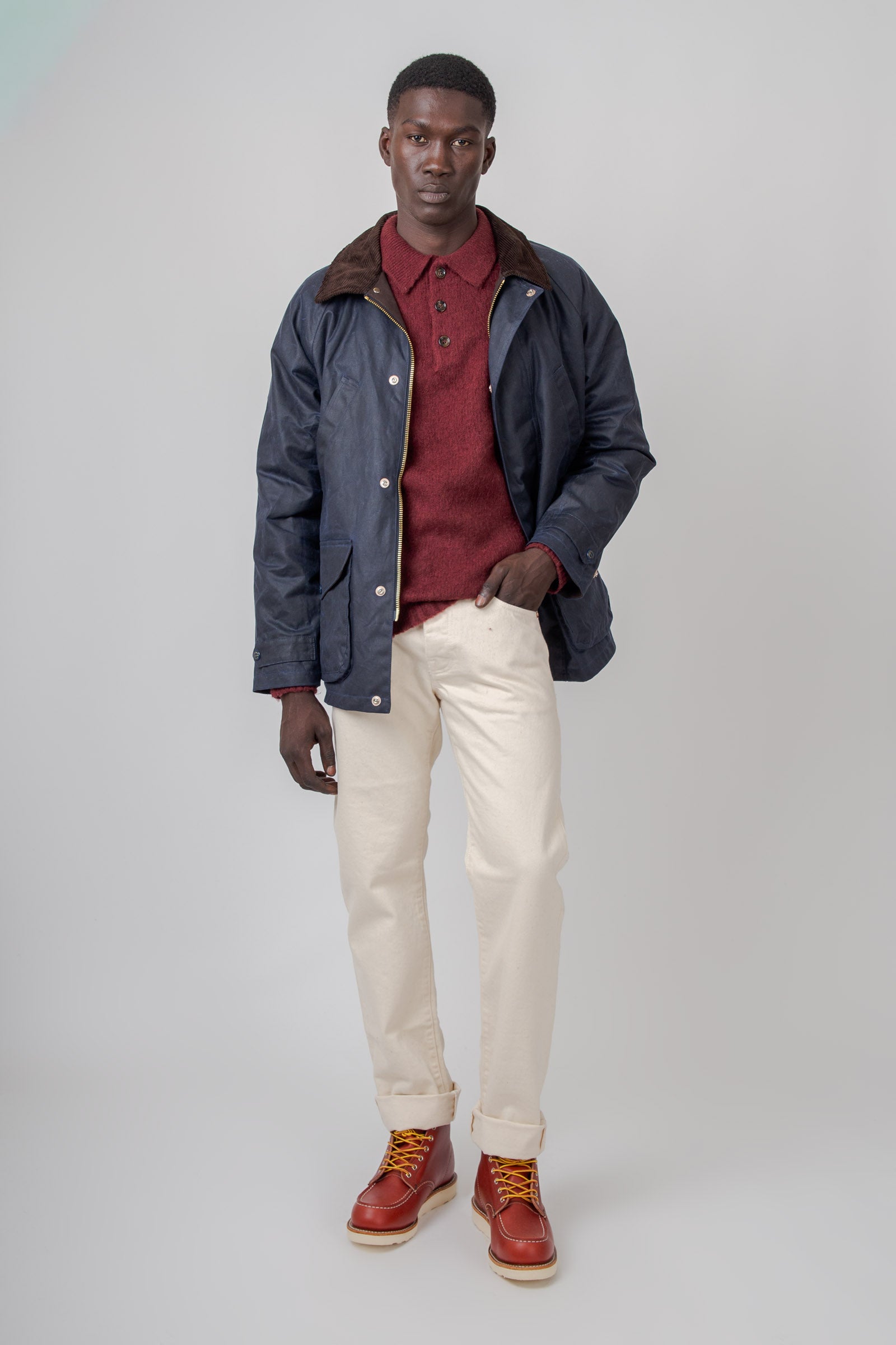 Aspesi Polo In Lana Shetland Bordeaux Uomo - 2