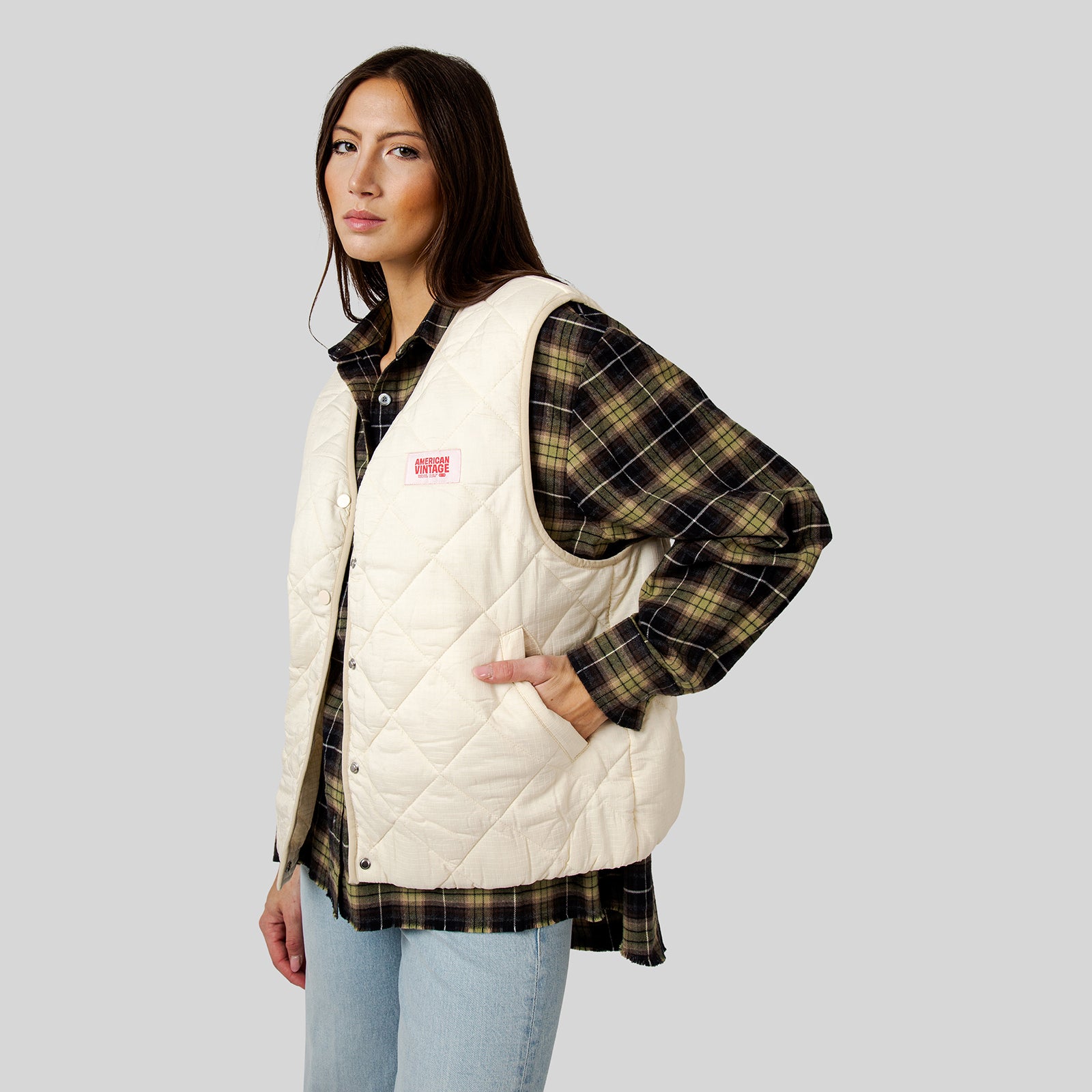 American Vintage Gilet Yupibam Crema Donna - 9