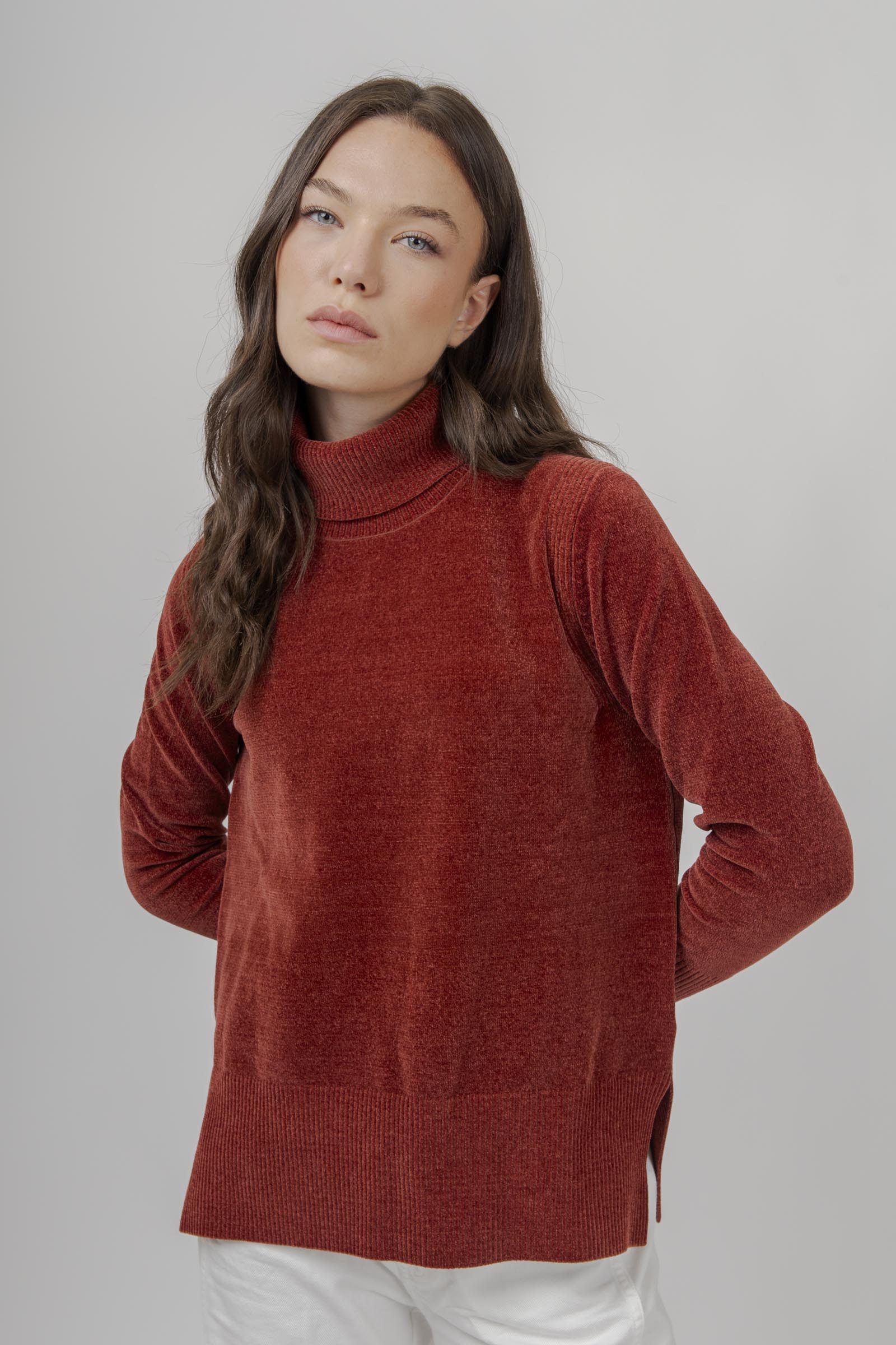 Velvet Vent Turtleneck Wom Sweater - 2