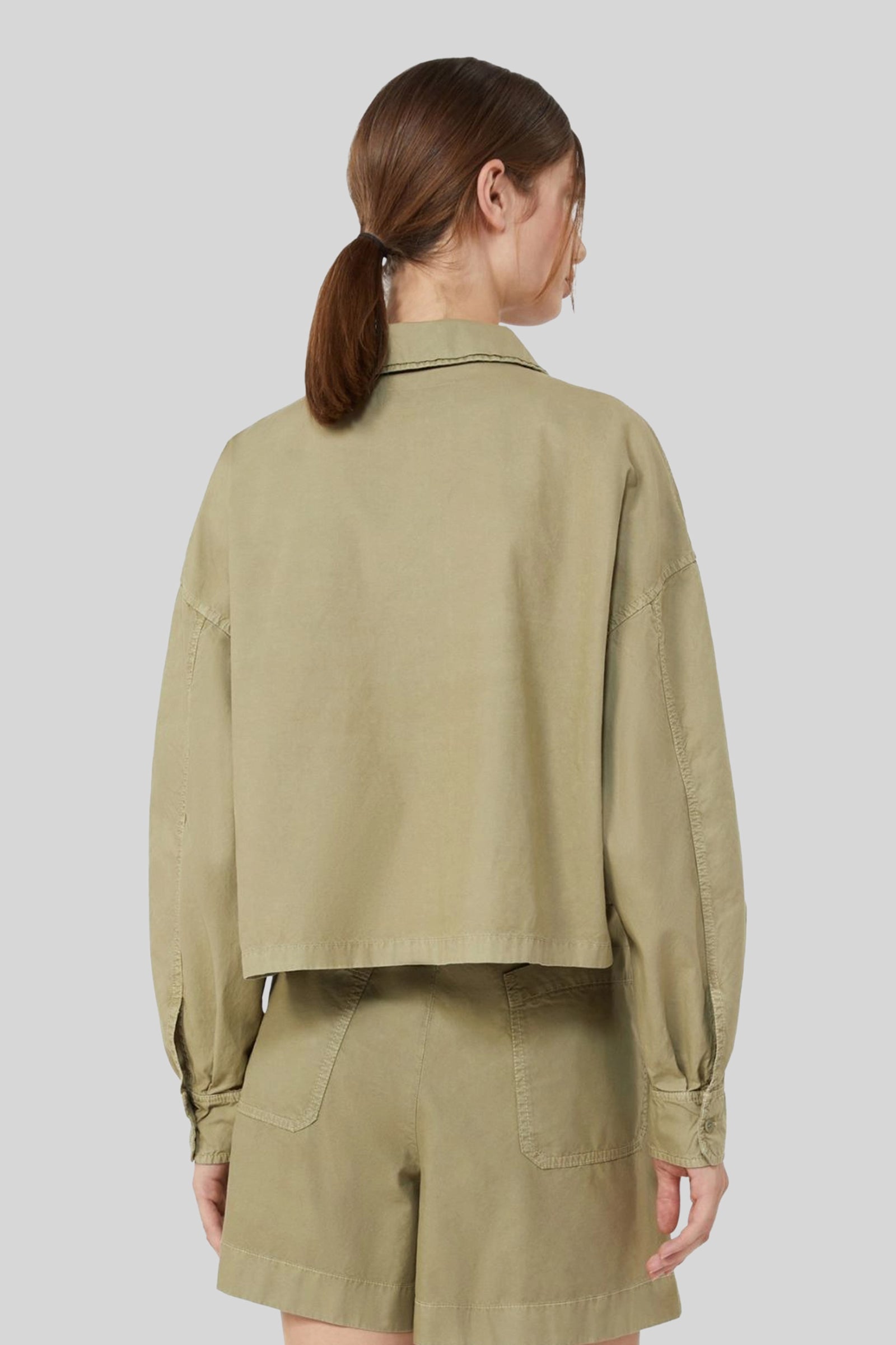 Max Mara Weekend Camicia In Panama Di Cotone Accenni Verde Oliva Donna - 4