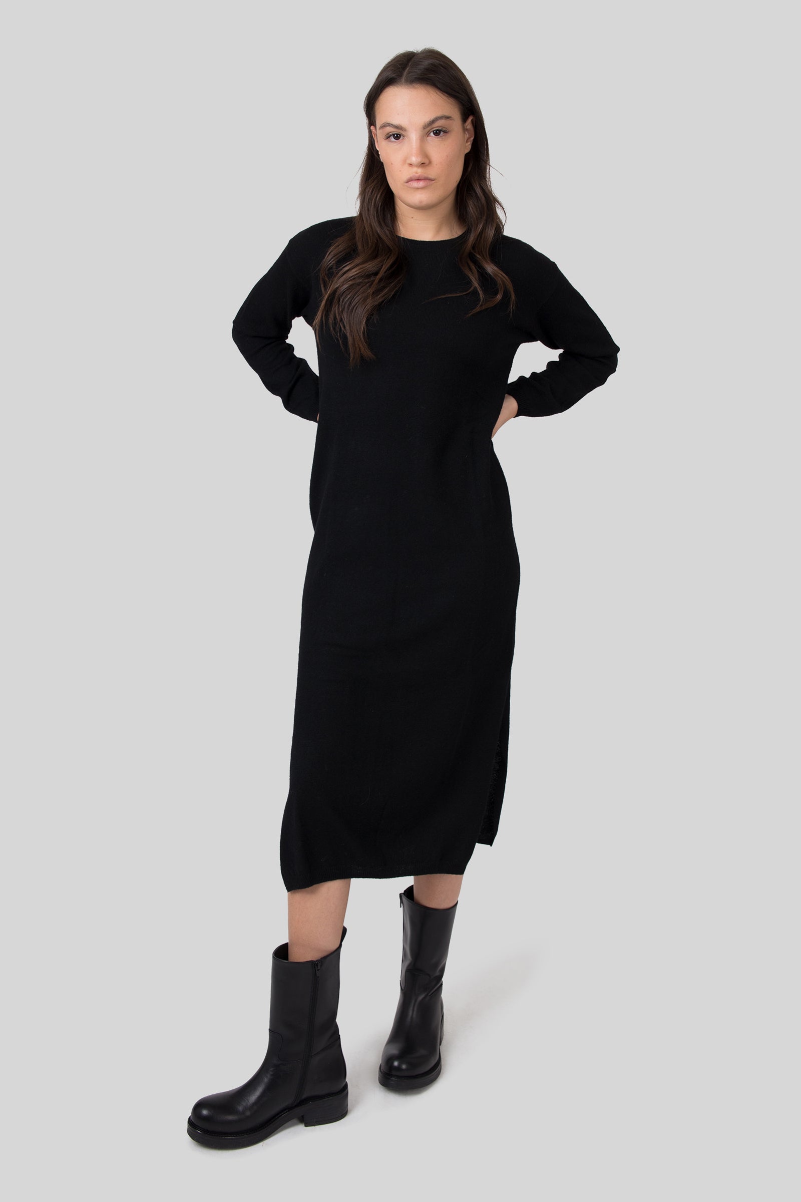Absolut Cashmere Abito Vita Nero Donna - 3