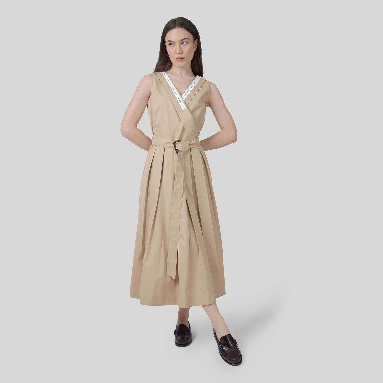 Max Mara Weekend Abito Cono In Gabardina Antigoccia Beige Donna - 8