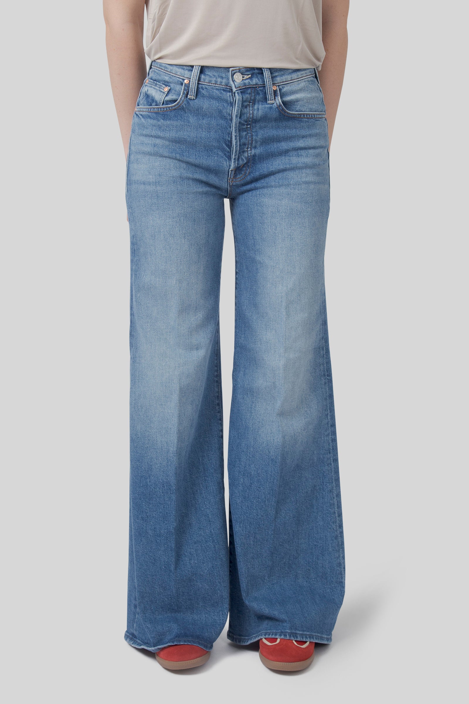Mother Jeans The Tomcat Roller Sneak Blu Medio Donna - 1