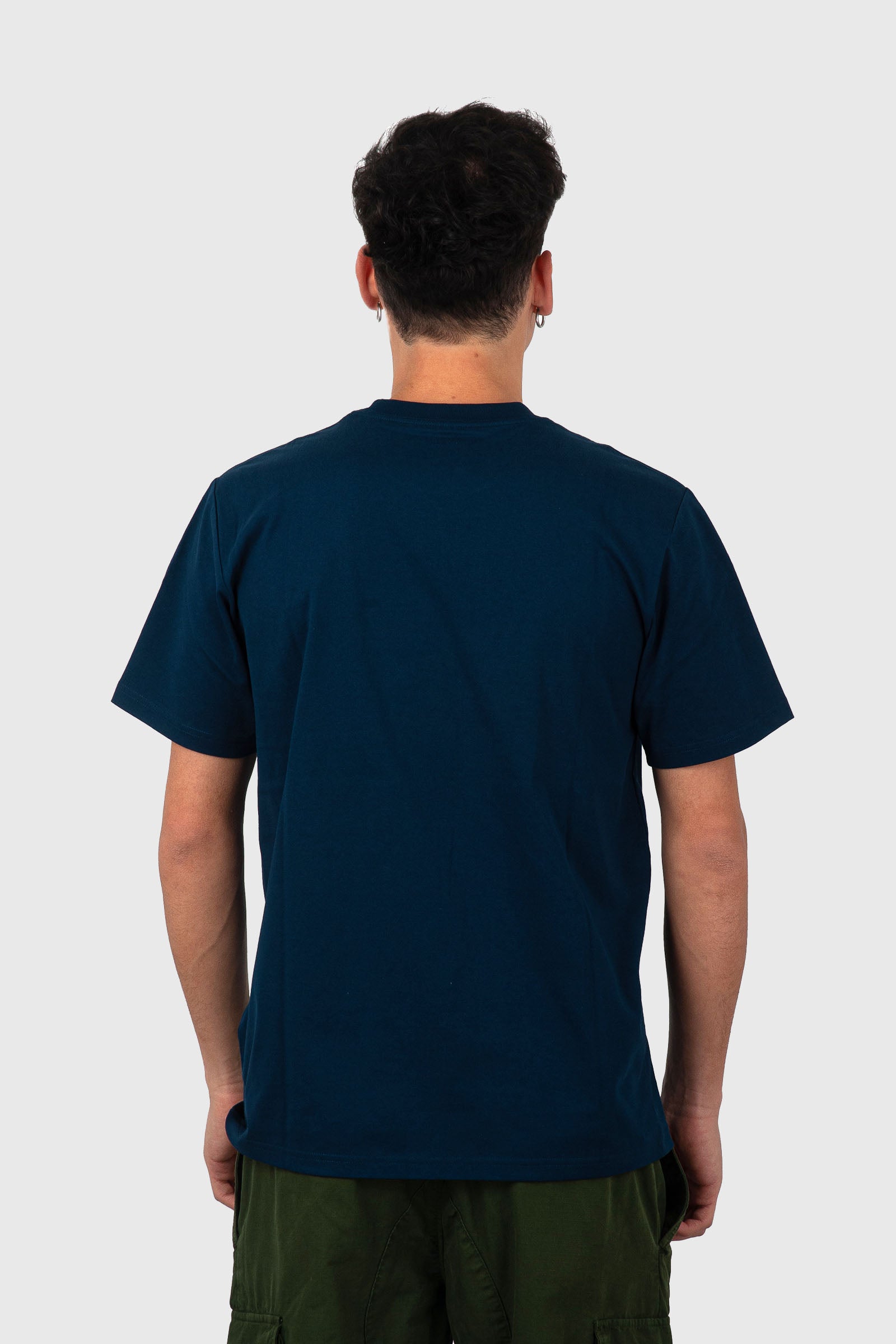 Carhartt Wip T-shirt S/s University Script Blu Navy Uomo - 4