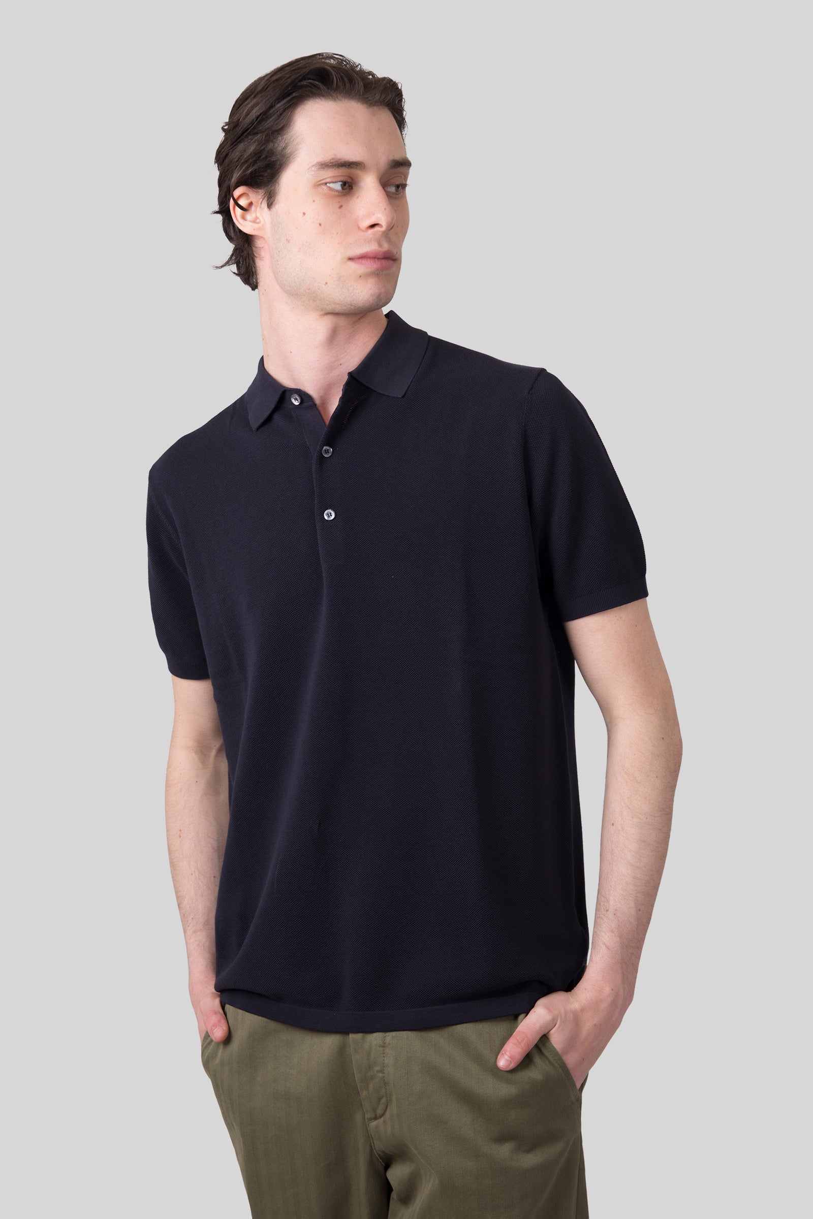Piquet Stitch Cotton Polo Shirt - 3