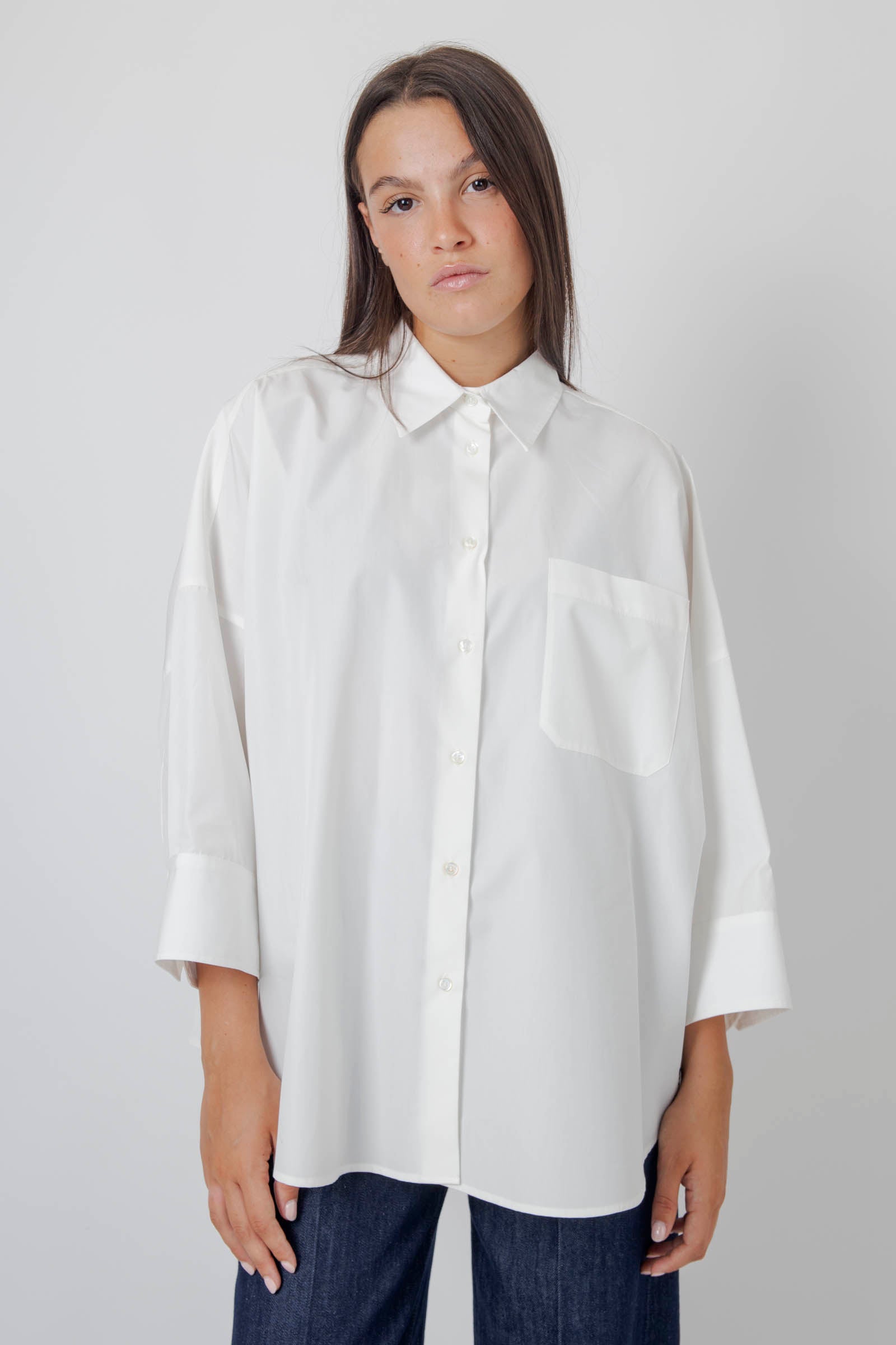 Max Mara Weekend Camicia Over In Popeline Zavorra Bianco Donna - 1