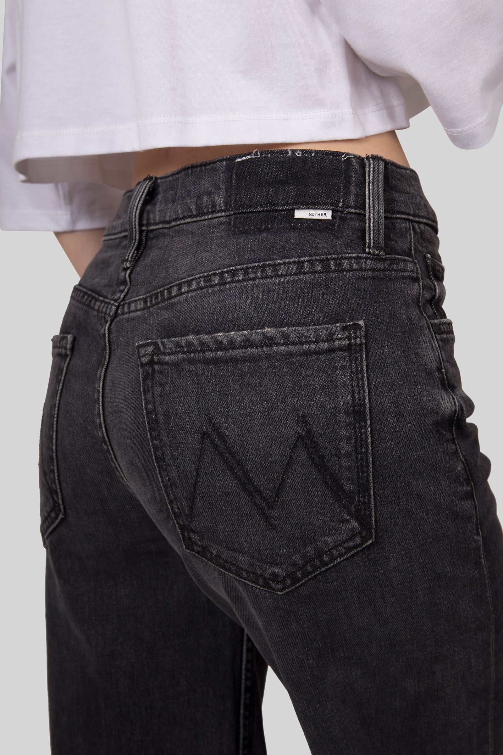 Mother Jeans The Smoothie Sneak Nero Donna - 4