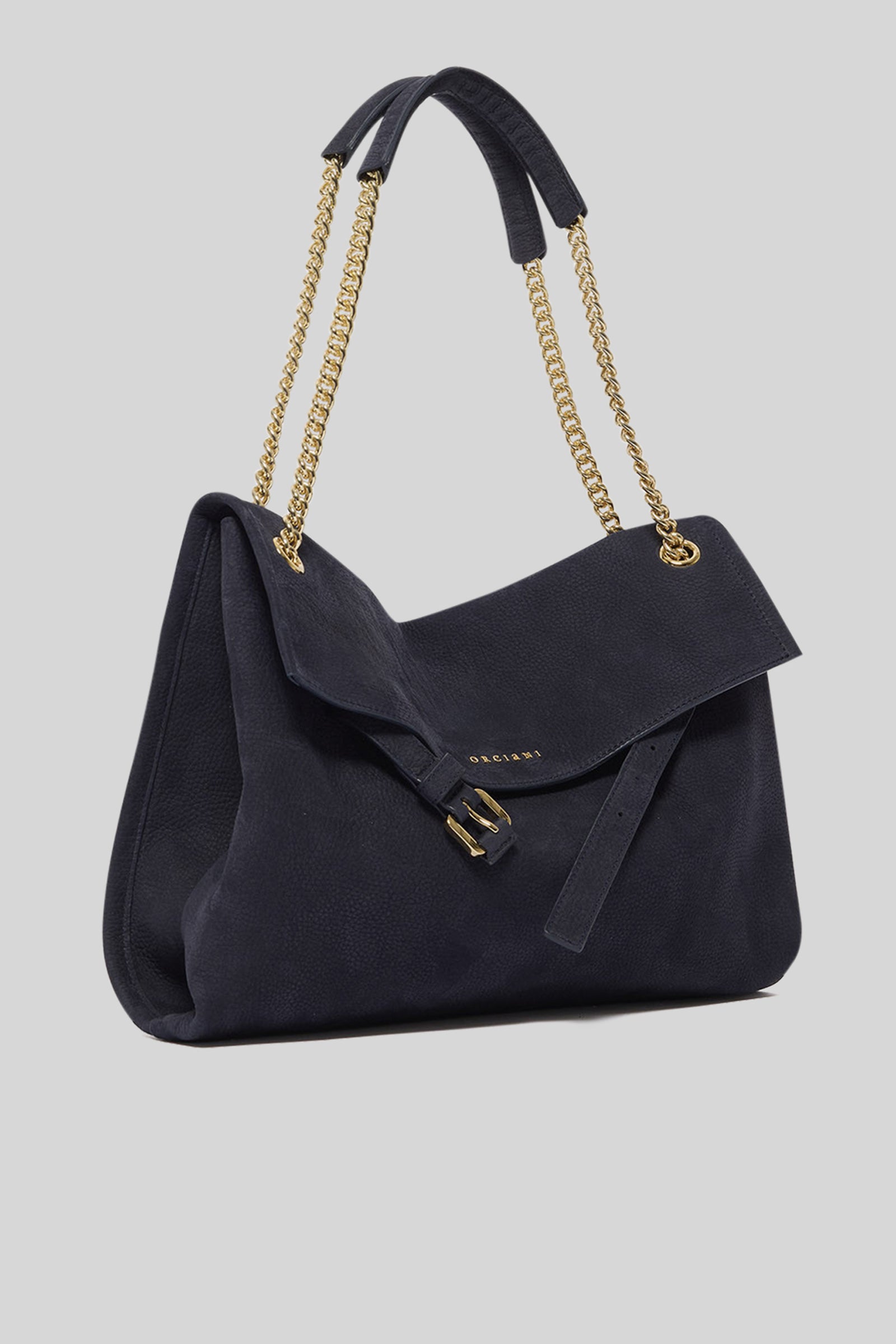 Orciani Borsa Venus Midi In Pelle Nabuk Blu Donna - 3