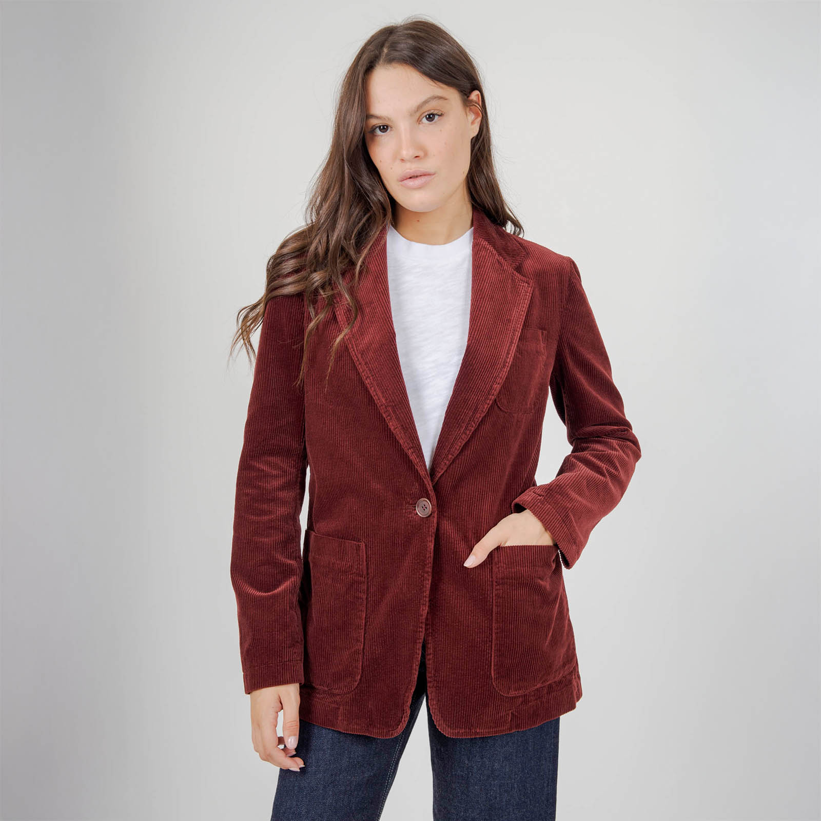 Aspesi Blazer In Velluto A Coste Bordeaux Donna - 6