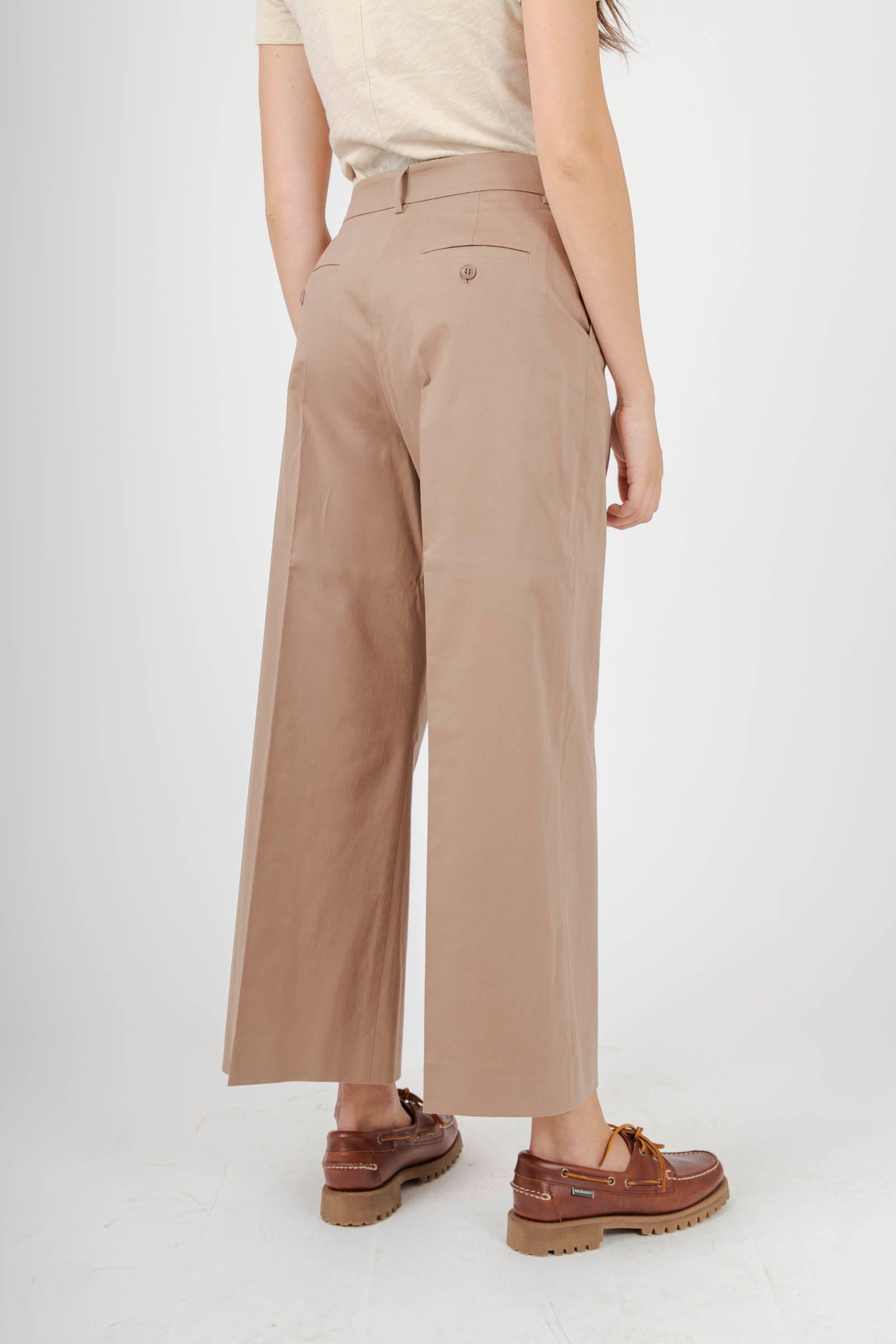 Max Mara Weekend Pantalone Crop In Raso Di Cotone Urial Beige Donna - 6