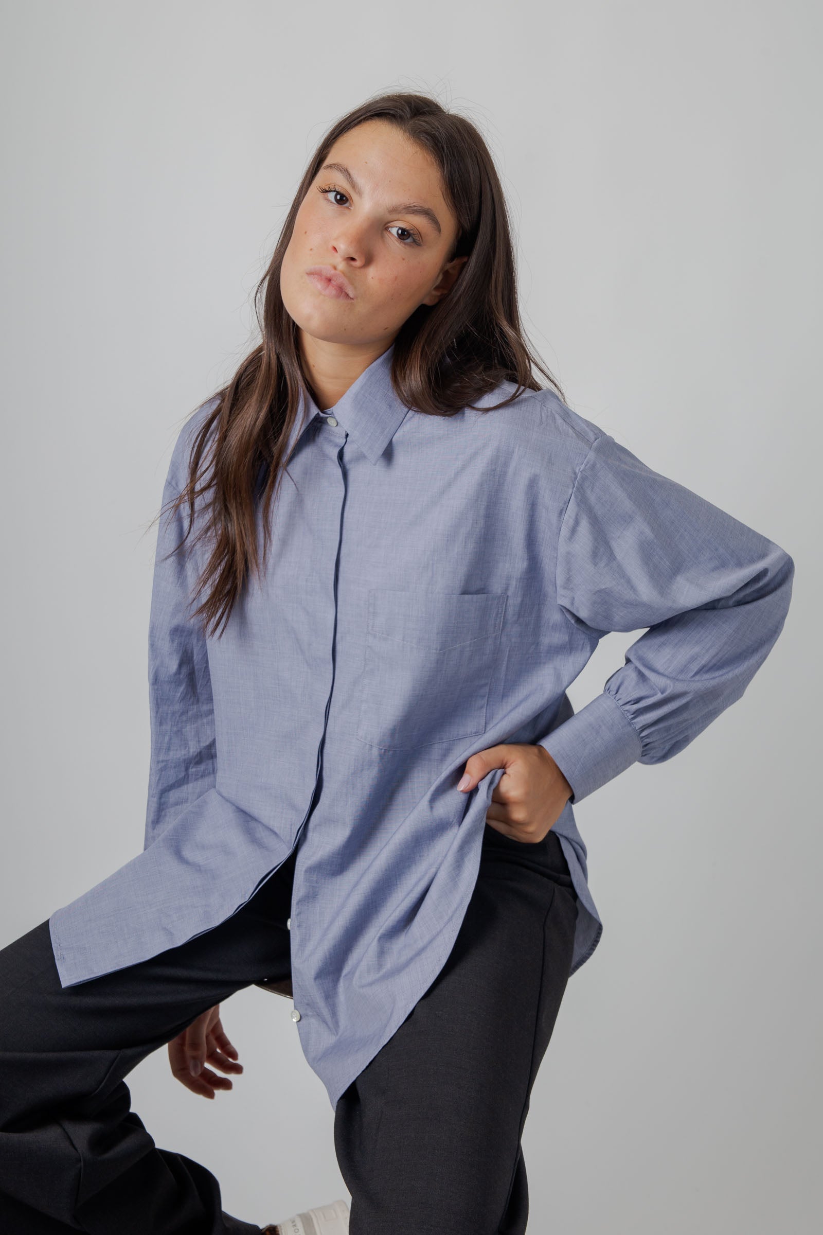 Aspesi Camicia Chambray Blu Medio Donna - 3