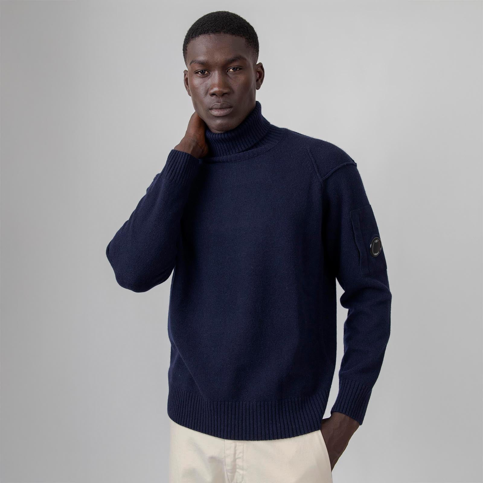 C.p. Company Maglia Lambswool Grs Turtleneck Blu Scuro Uomo - 8