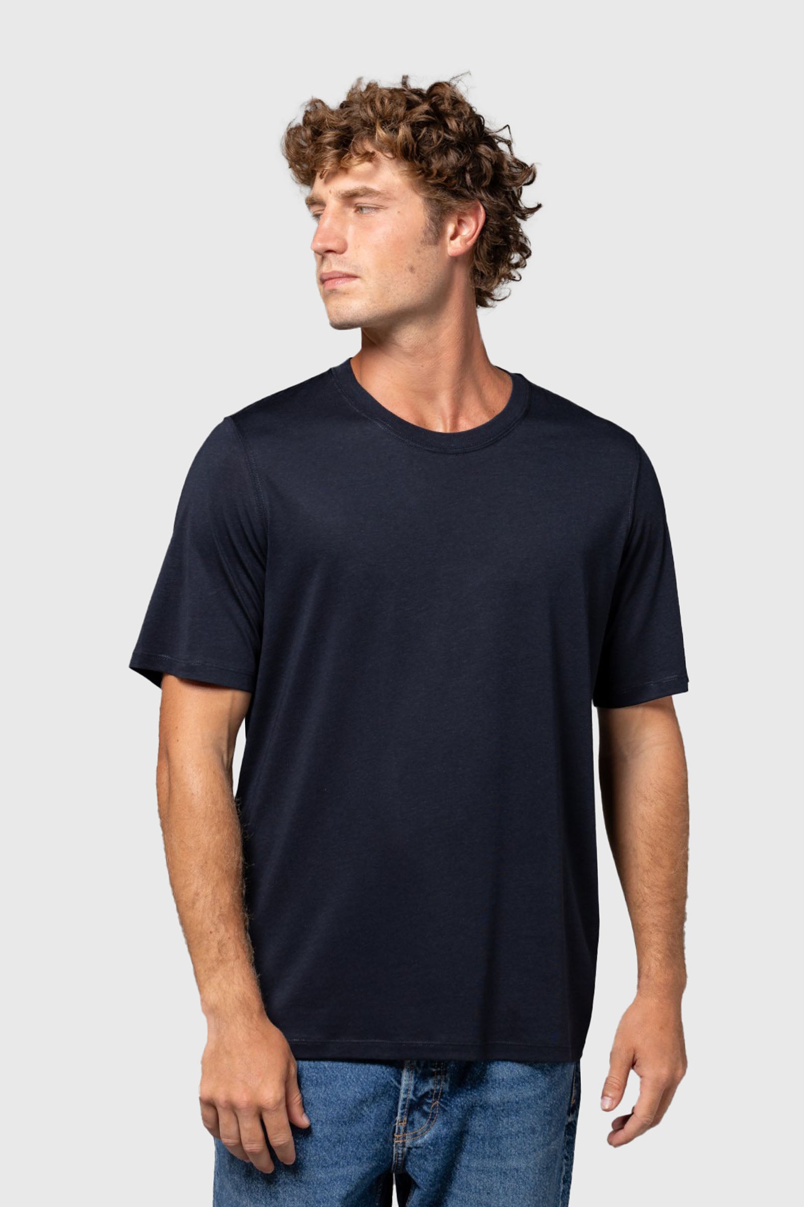 Majestic Filatures T-shirt Lyocell E Cotone Organico Blu Uomo - 3