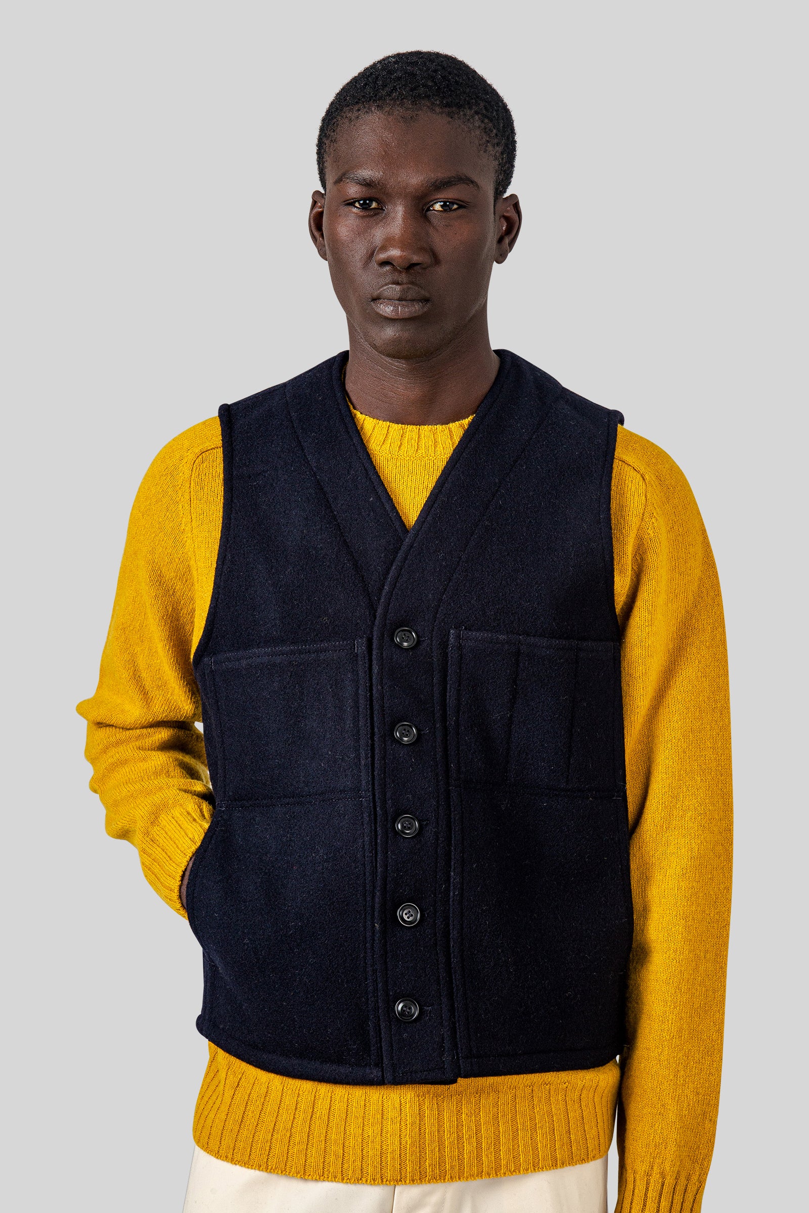 Filson Mackinaw Wool Vest Blu Navy Uomo - 3