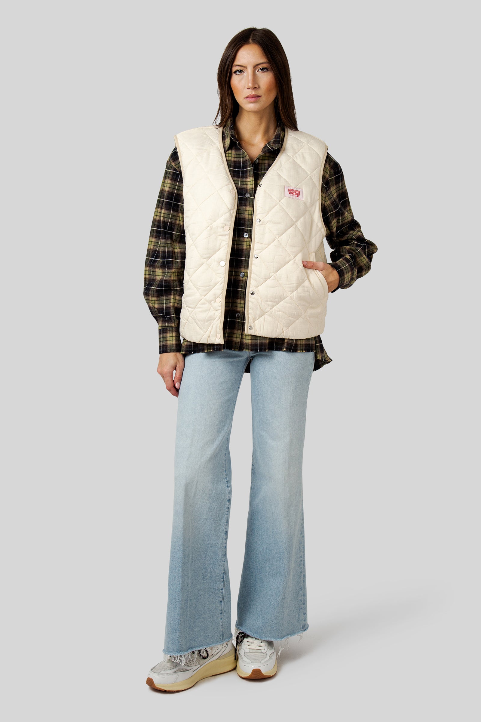 American Vintage Gilet Yupibam Crema Donna - 4