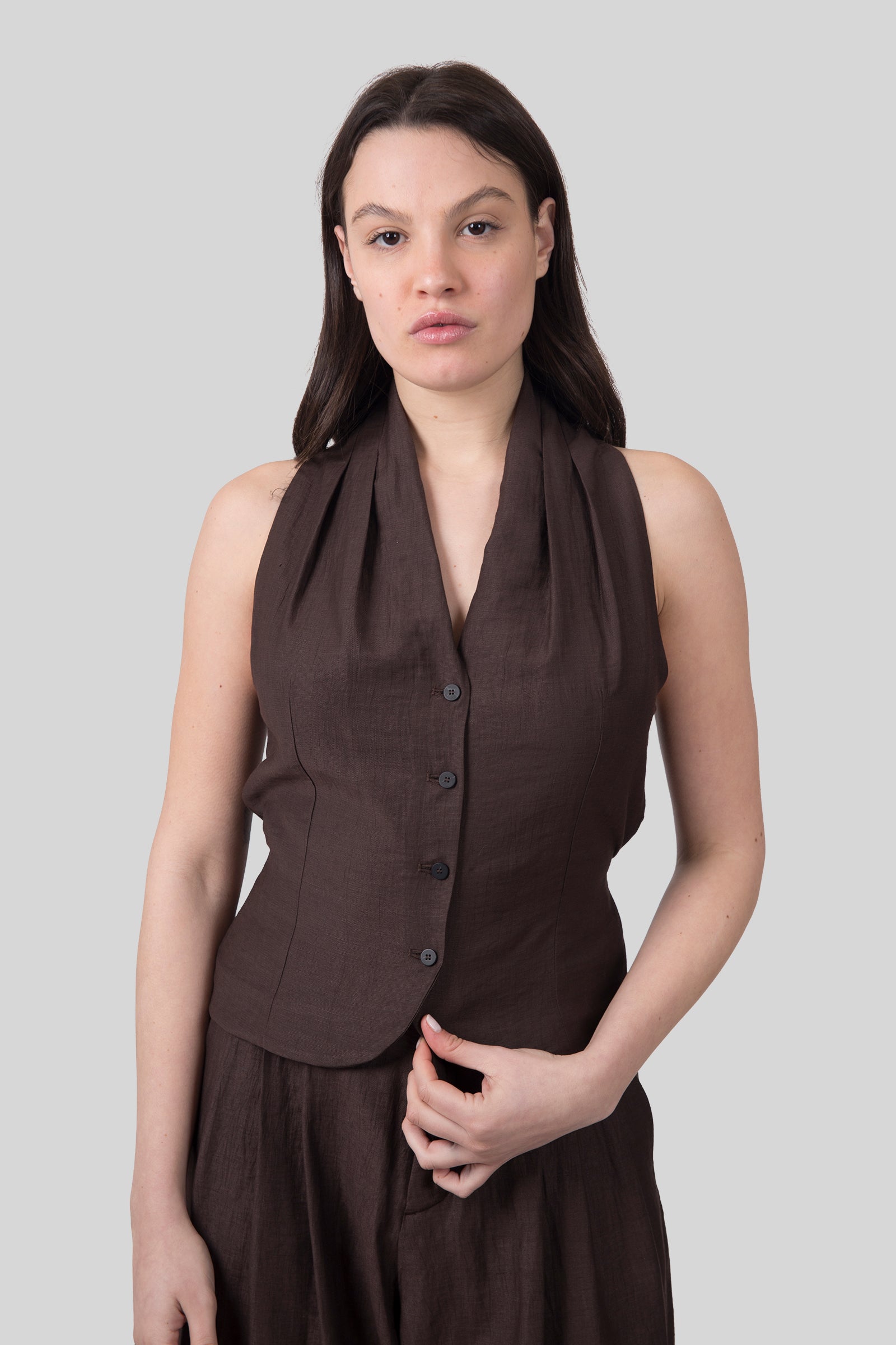 Tela Top Cedro Marrone Donna - 6