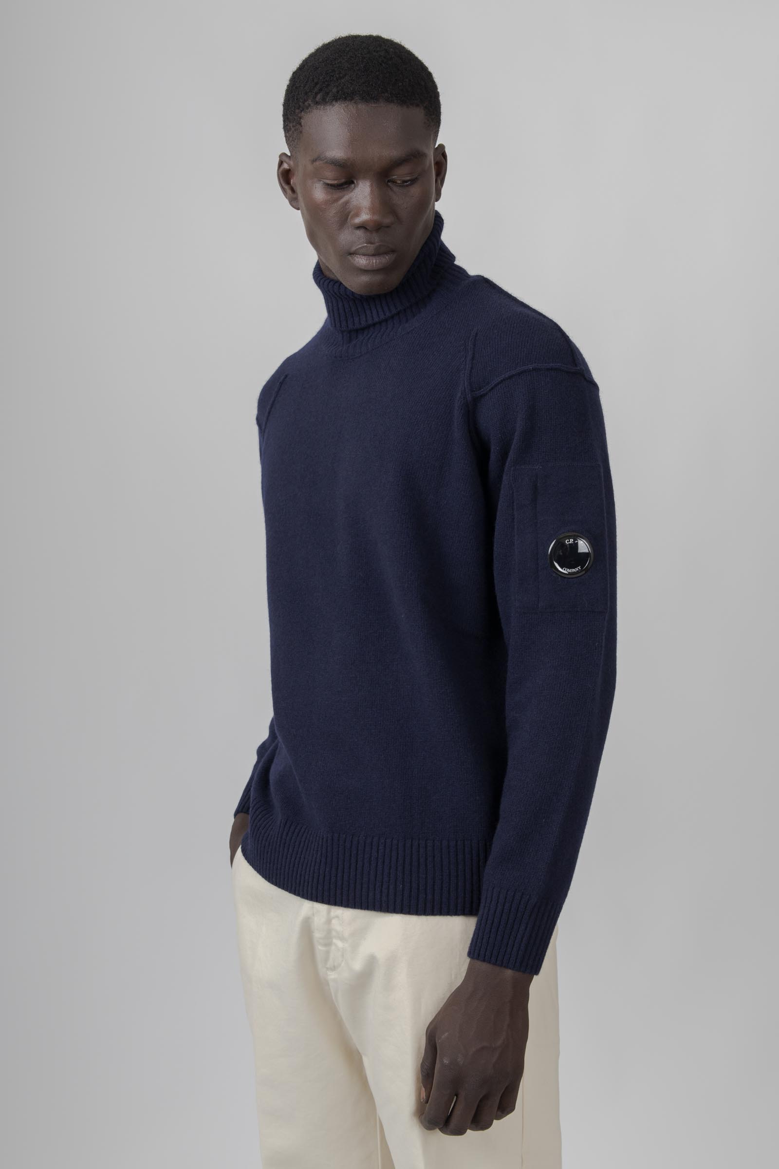 C.p. Company Maglia Lambswool Grs Turtleneck Blu Scuro Uomo - 1