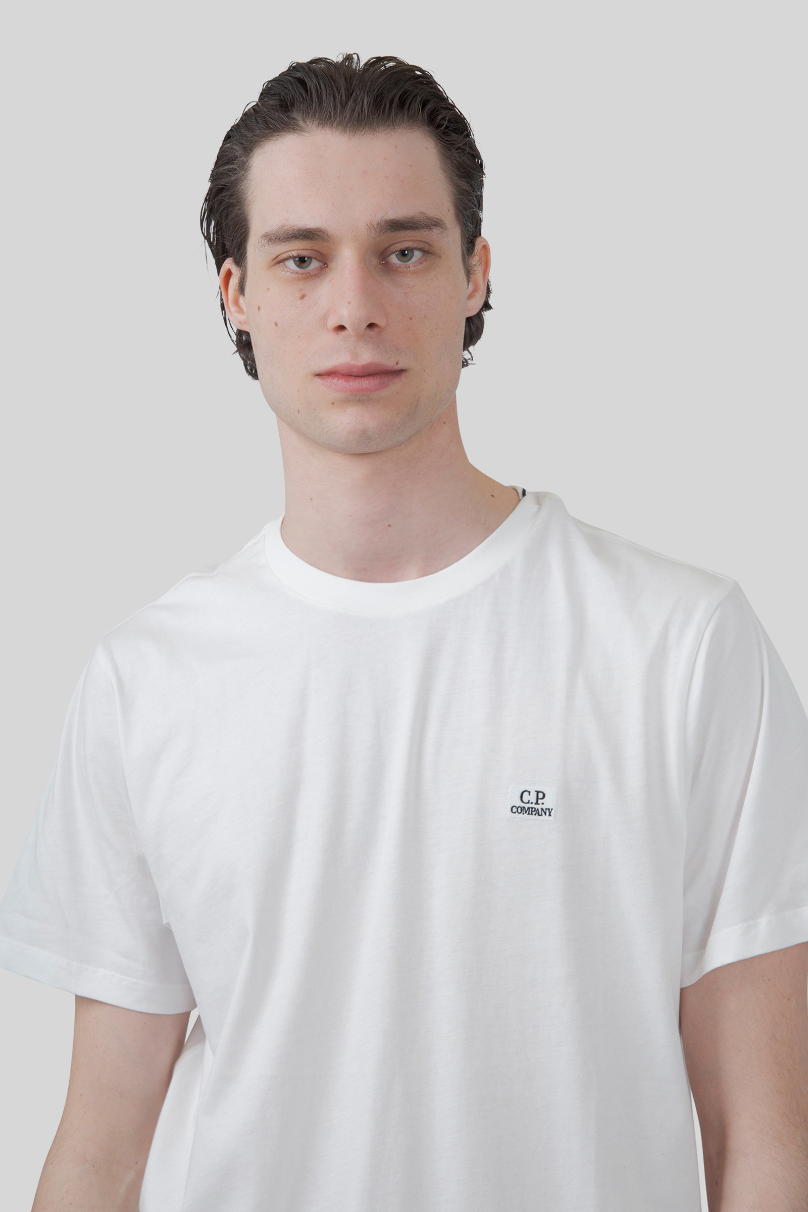 C.p. Company T-shirt 30/1 Jersey Logo Patch Bianco Off Uomo - 1