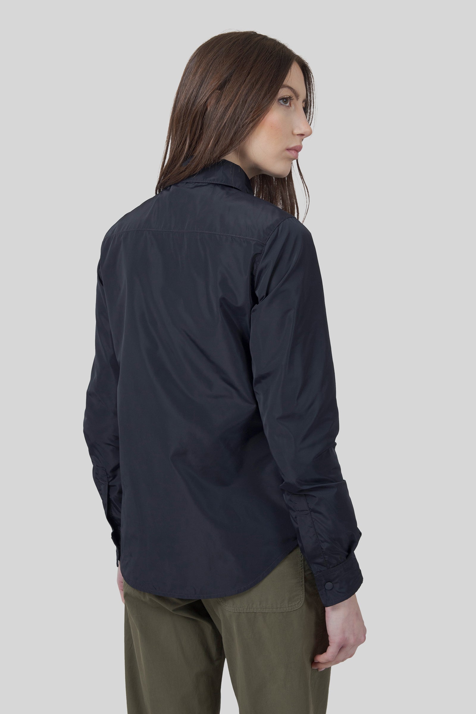 Aspesi Camicia Glue Sfoderata Poliestere Tecnico Blu Scuro Donna - 5