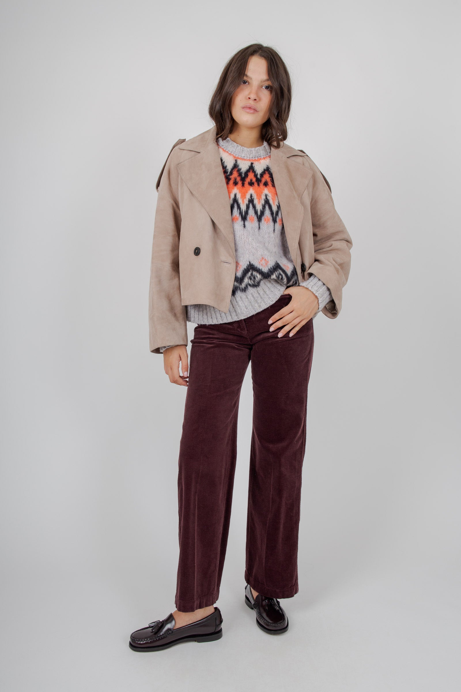 Max Mara Weekend Trench Corto In Suede Beige Donna - 2