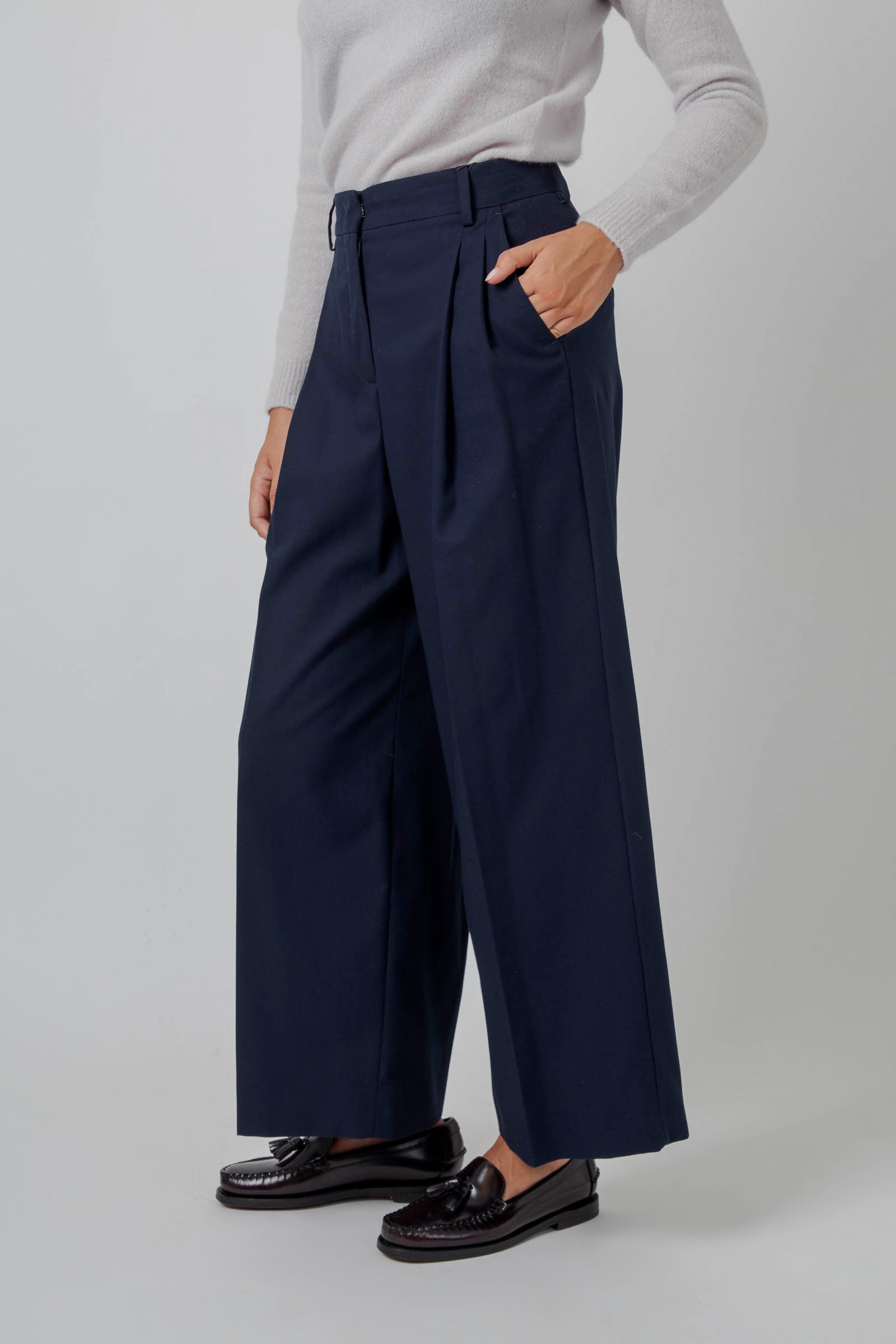 Weekend Max Mara Pantalone In Puro Cotone Vettura Blu Donna - 1