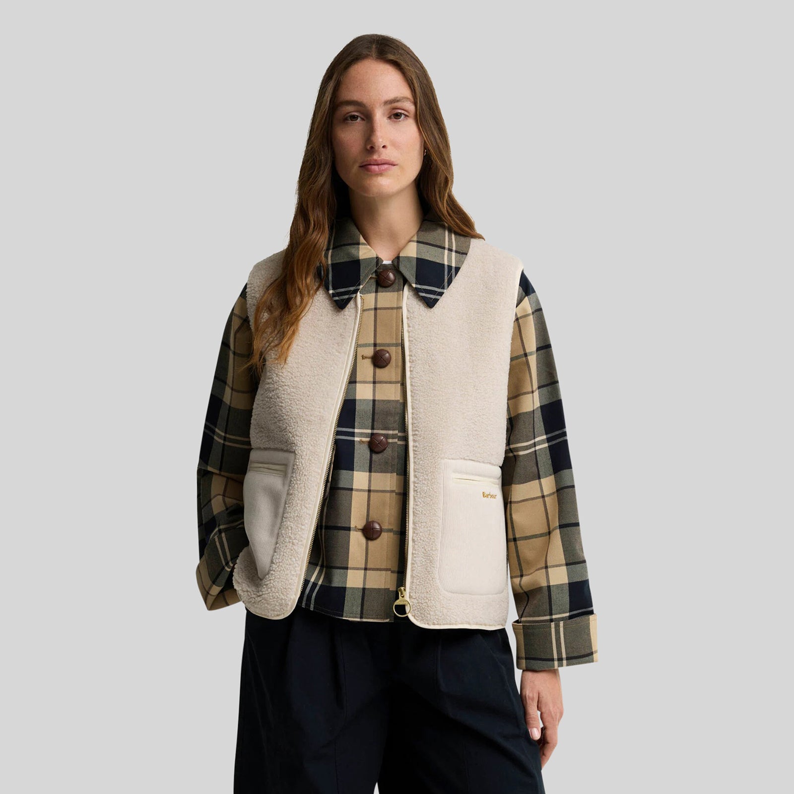 Barbour Gilet Bainford In Pile Teddy Ecru Donna - 5
