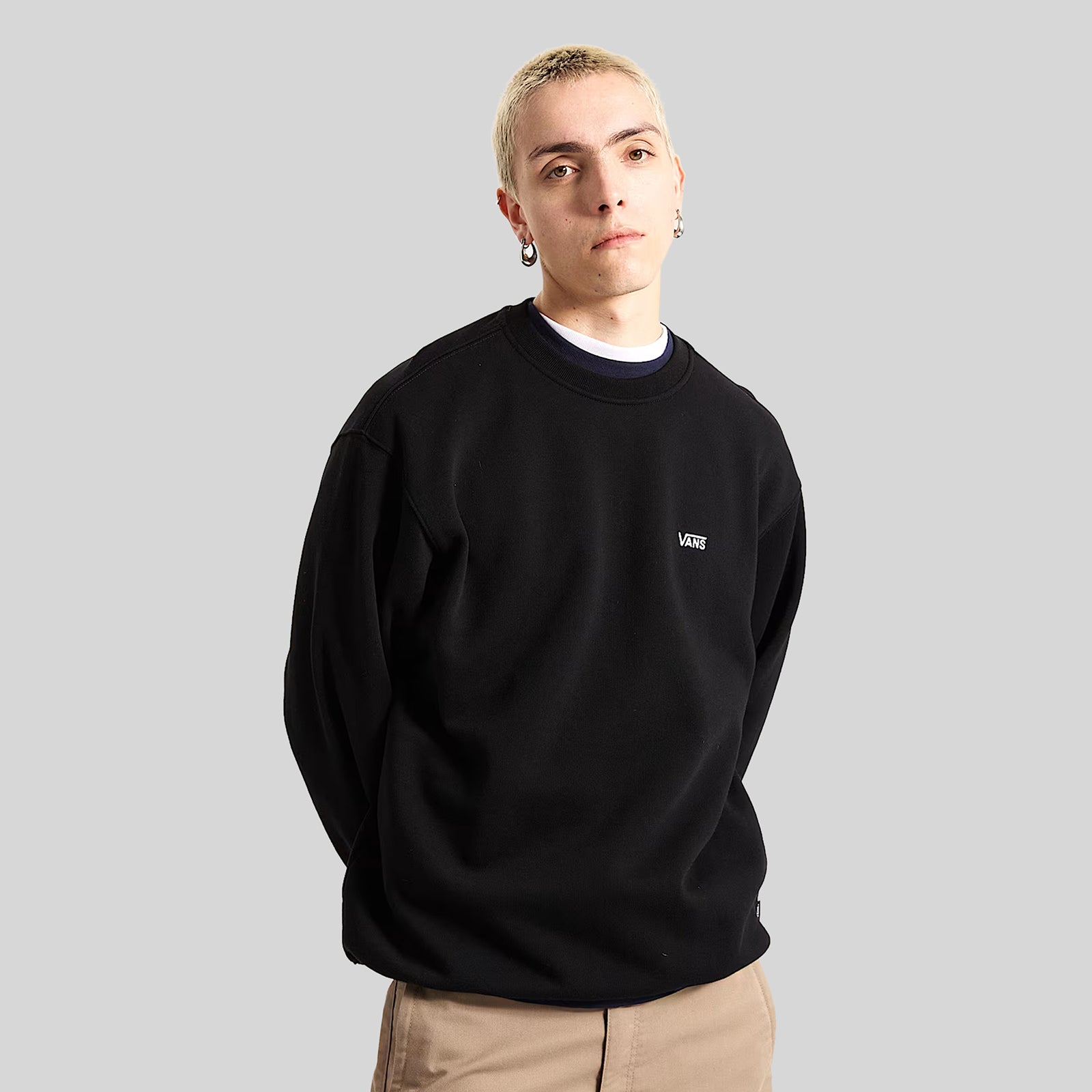 Vans "off The Wall" Felpa Crew Left Chest Ii Nero Uomo - 5