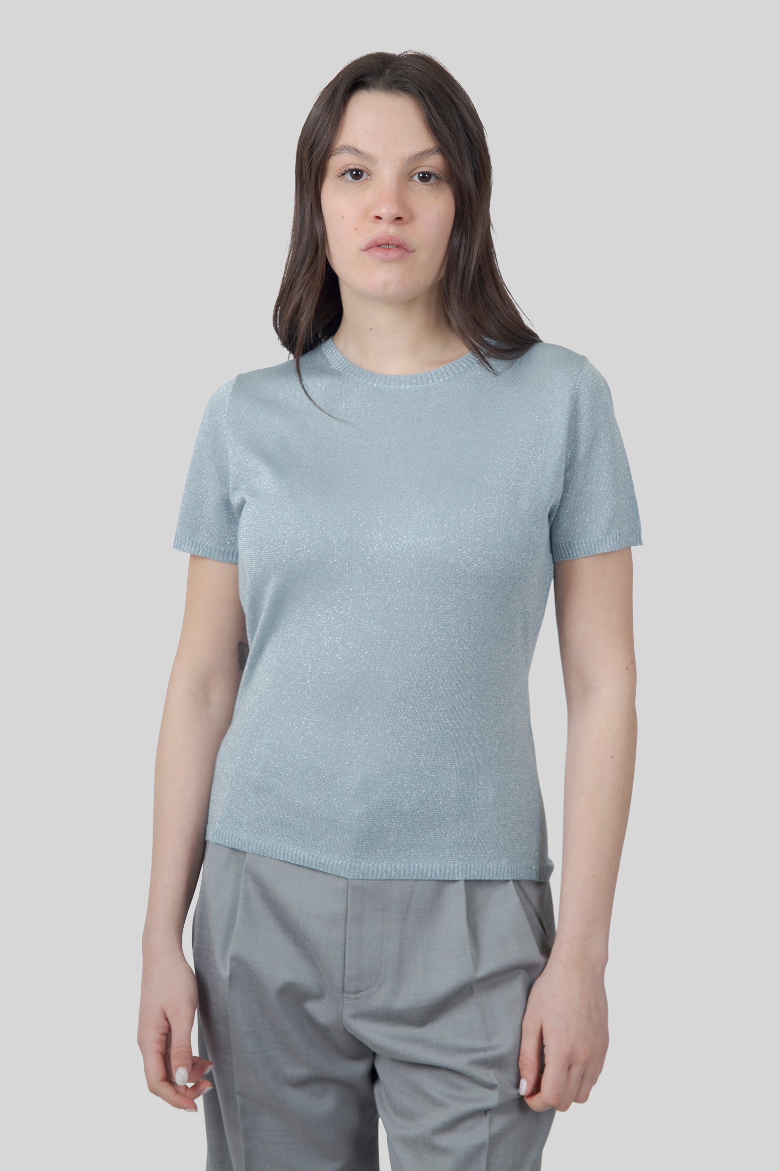 Absolut Cashmere Maglia Maria Glitter Verde Acqua Donna - 6