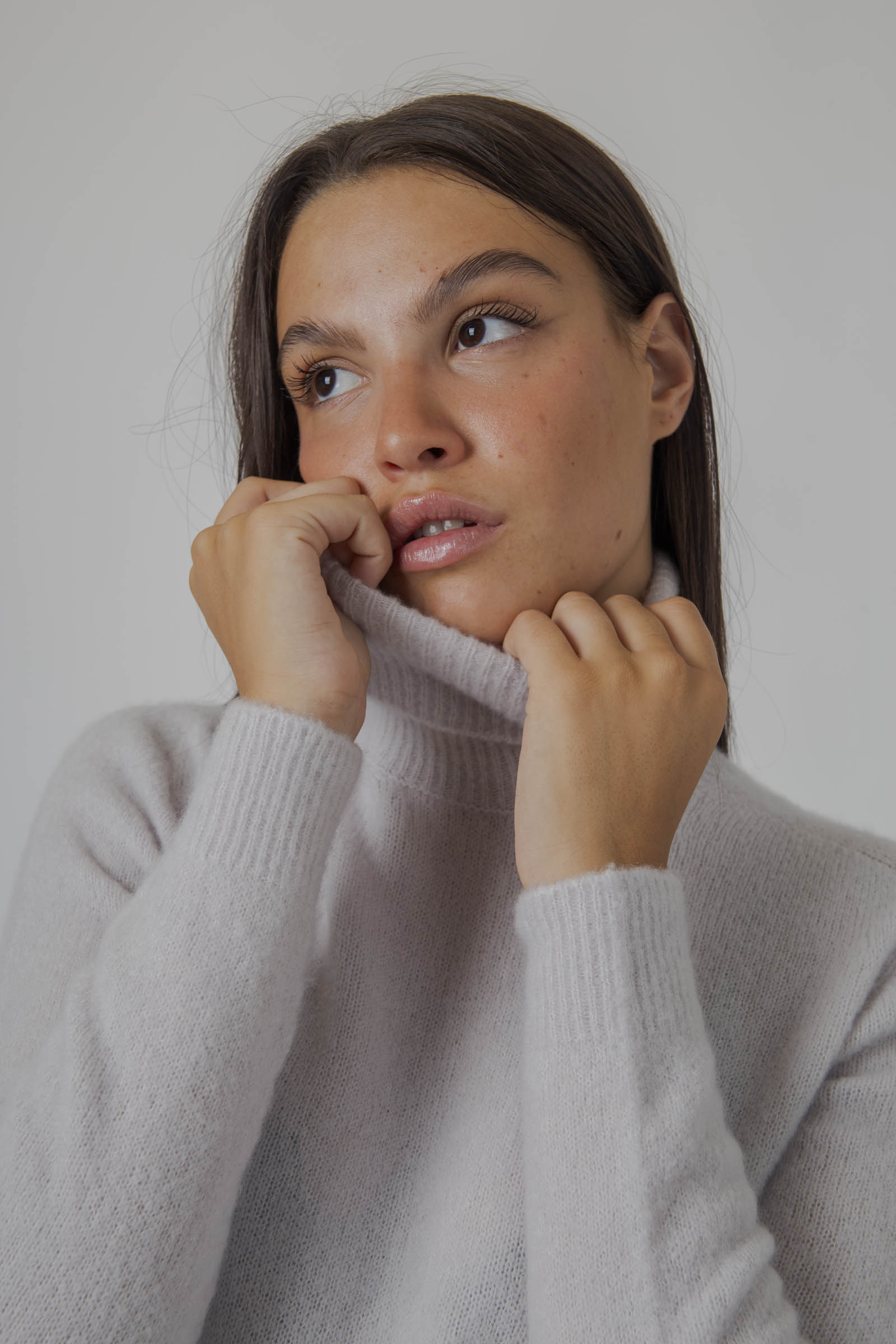 Roberto Collina Maglia Dolcevita Cashmere/seta Perla Donna - 4