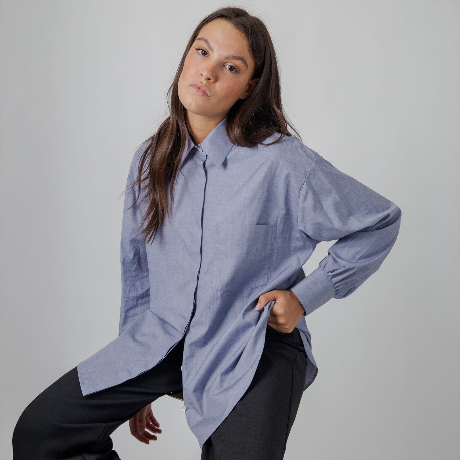 Aspesi Camicia Chambray Blu Medio Donna - 9