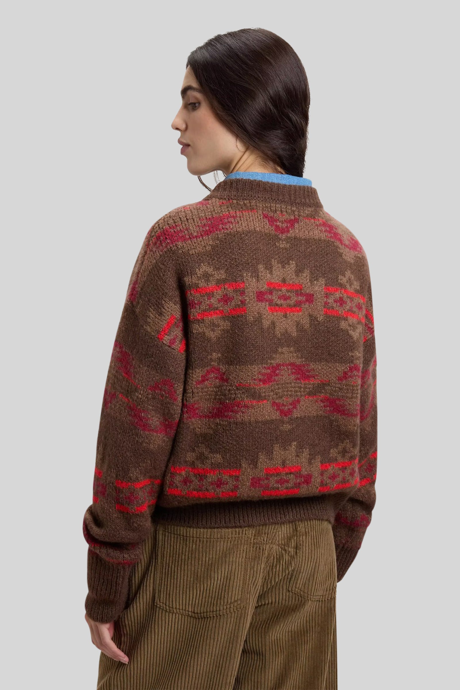 Woolrich Maglia Girocollo Fair Isle Marrone Donna - 3