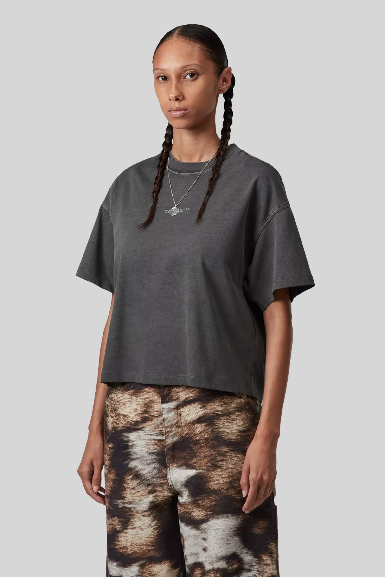 Carhartt Wip T-shirt W' S/s Benton Antracite Donna - 1