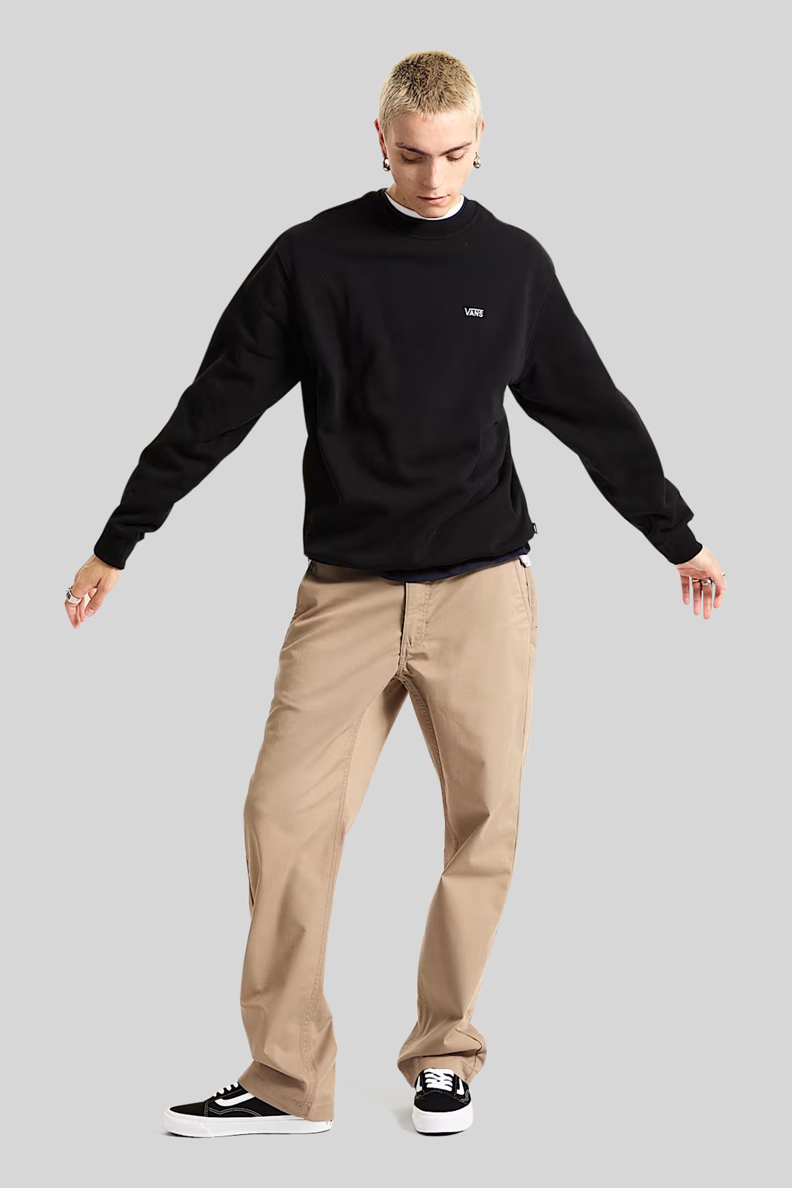 Vans "off The Wall" Felpa Crew Left Chest Ii Nero Uomo - 3