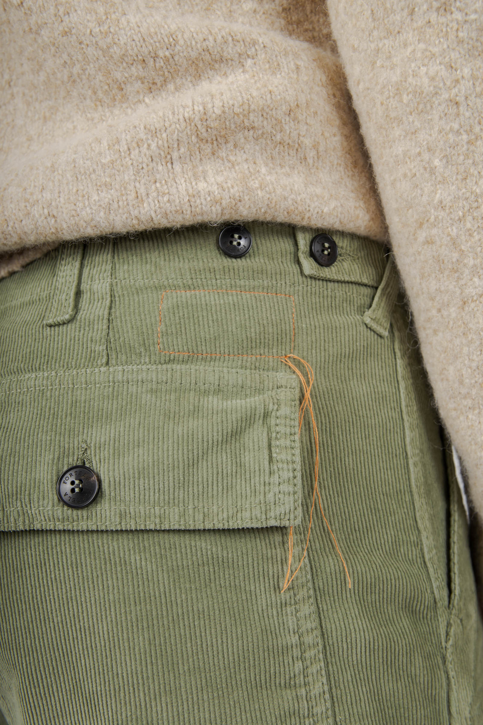 Fortela Pantalone Fatigue In Velluto A Costine Verde Uomo - 2