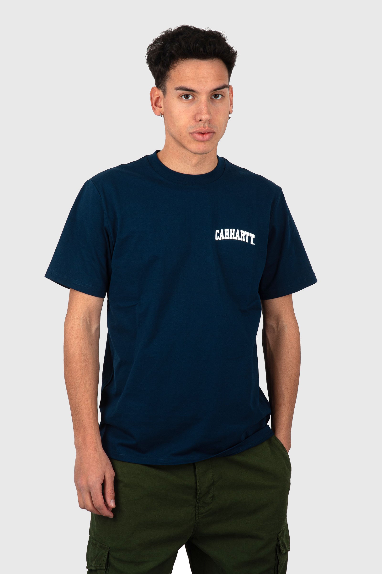 Carhartt Wip T-shirt S/s University Script Blu Navy Uomo - 1