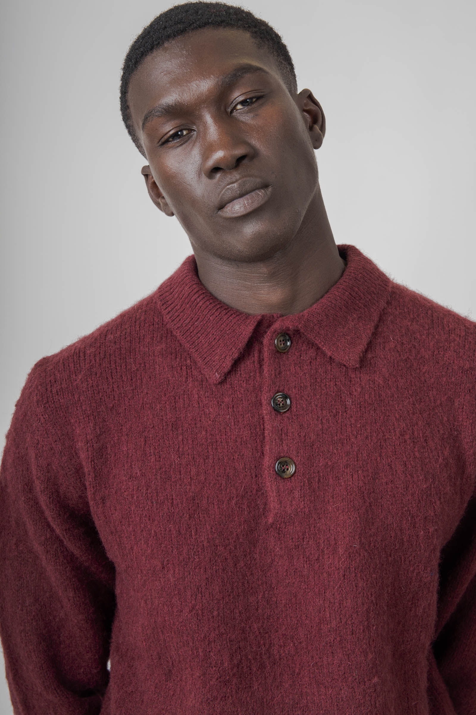 Aspesi Polo In Lana Shetland Bordeaux Uomo - Main Image