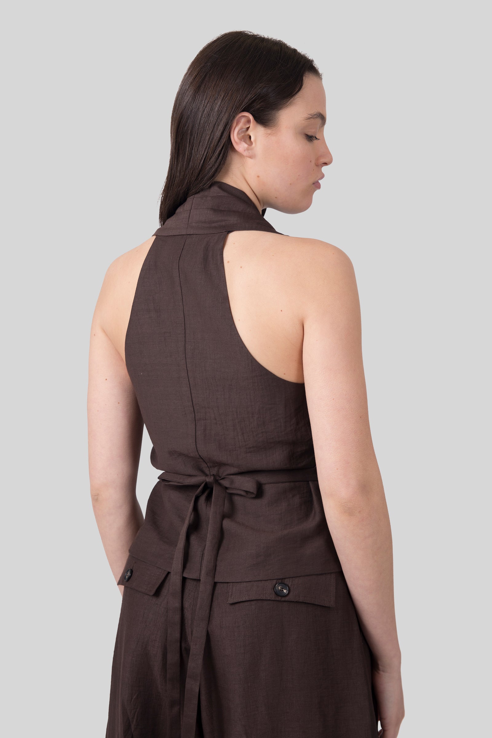 Tela Top Cedro Marrone Donna - 5